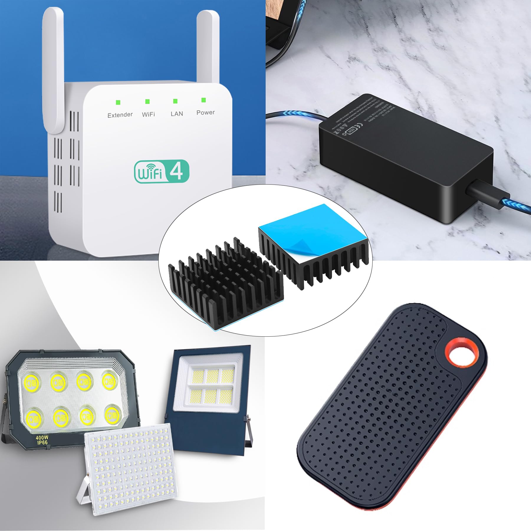 Awxlumv 6Pcs Small Heatsink 25X25X10Mm / 0.98X0.98X0.39Inch Aluminum Heat Sink Cooler Radiator With Thermal Conductive Double Si