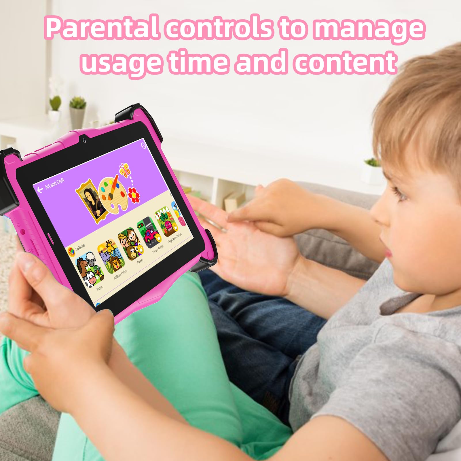 Fivahiva Kids Tablet, 7 Inch Android 14 Tablet For Kids 3 7, 10Gb+64Gb (Expandable To 128Gb), Octa Core, Educational Games, Pare