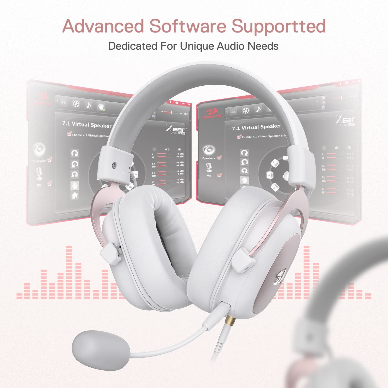 Redragon H510 Zeus White Wired Gaming Headset   7.1 Surround Sound   Memory Foam Ear Pads   53Mm Drivers   Detachable Microphone