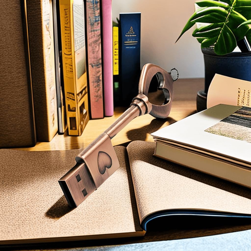 Wooteck 64Gb Heartkey Usb Flash Drive Metal Key Heart Data Storage