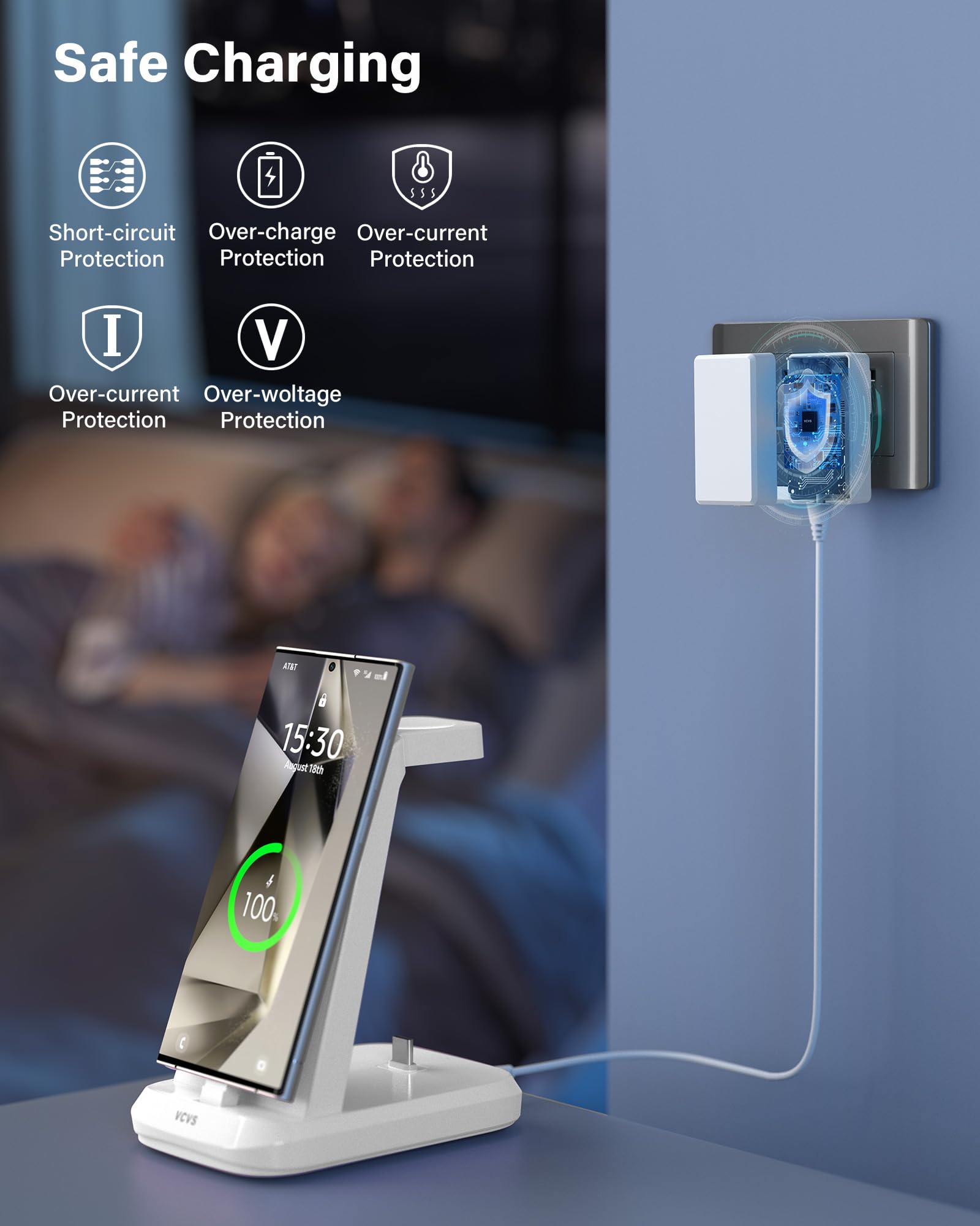 48W Super Fast Charging Station For Samsung Devices, 3 In 1 Charger Via Usb C, Galaxy Watch Charger For Samsung Galaxy Watch Ult