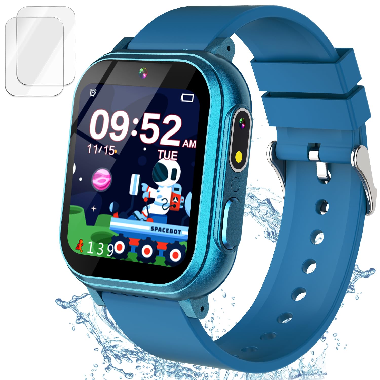 Waterproof Smart Watch For Kids With 32 Games Dual Camera, Habit Tracking, Pedometer, Hd Touchscreen With Protector, Kids Watch
