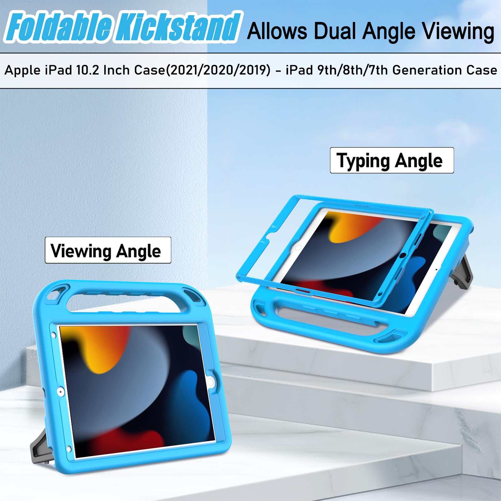 Ltrop Kids Case For Ipad 9Th / 8Th / 7Th Generation 10.2 Inch (2021/2020/ 2019), Shockproof Ipad 10.2    Case With Built In Scre