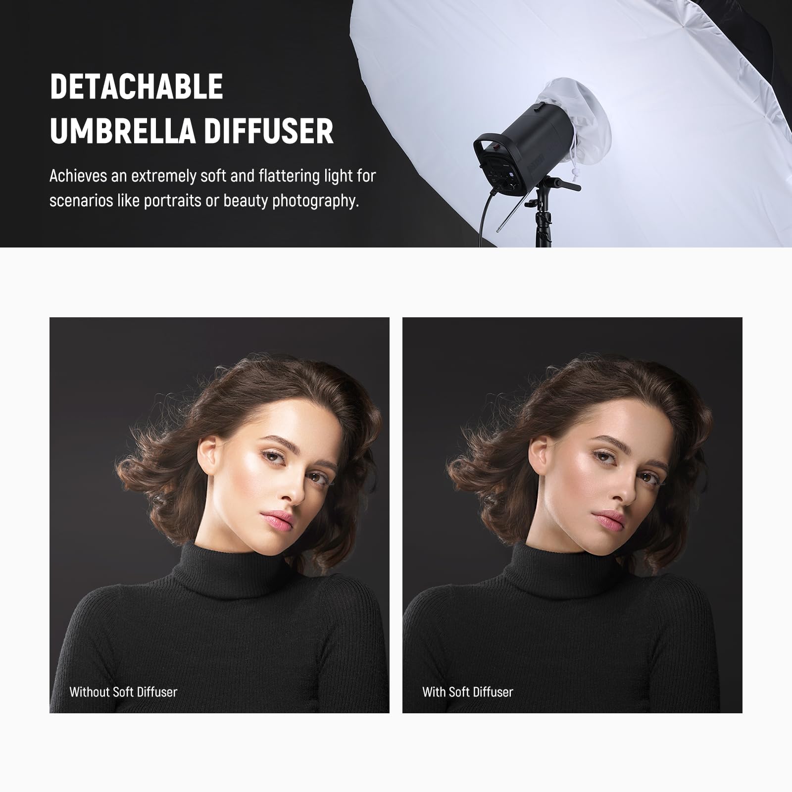Neewer 41''/104Cm Parabolic Reflective Umbrella Photography With Silver Inner, Soft Lighting With Diffuser Cover, Bag, Quick Fol