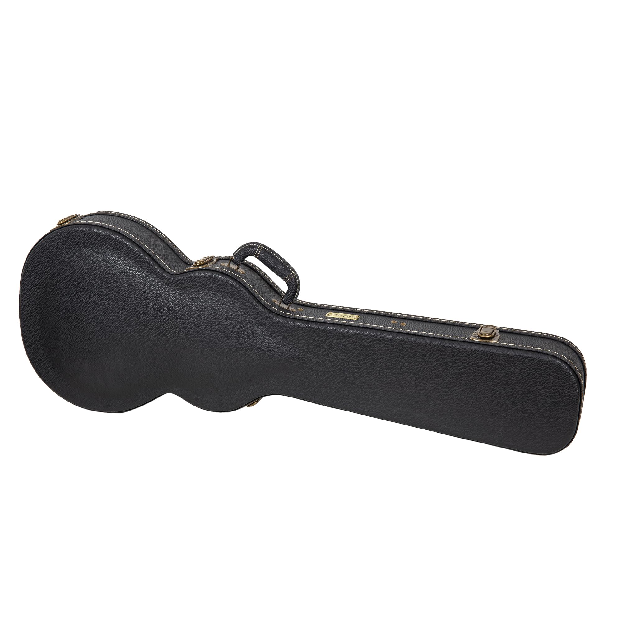 Crossrock Wooden Guitar Case -Fits Les Paul Electric Guitars -Vintage Hardware, Sponge Lining, Metal Feet, Storage Space-Black (