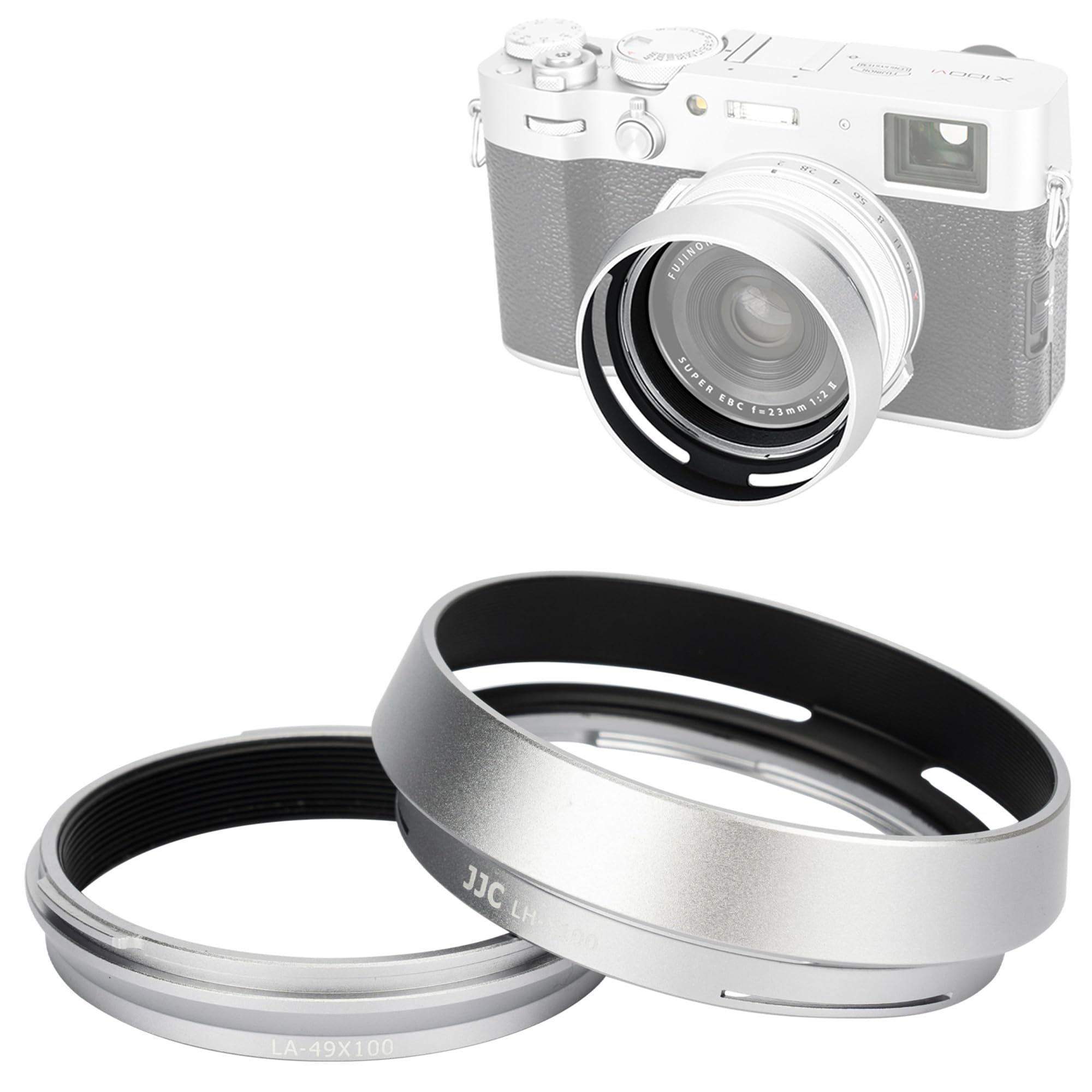 Jjc Metal Lens Hood Shade Protector With 49Mm Filter Adapter Ring For Fujifilm Fuji X100Vi X100V X100F X100T X100S X100 X70 Repl