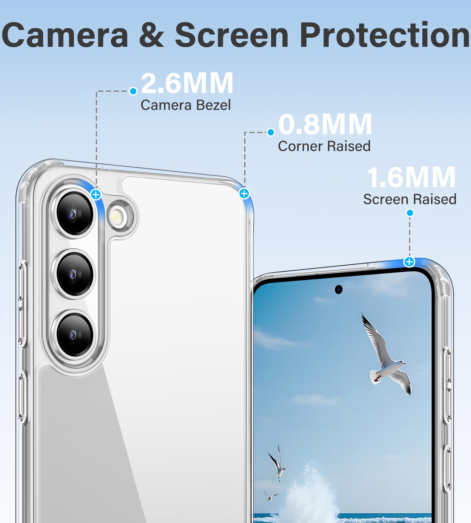 Vakoo Case For Samsung Galaxy S23 5G |  Clear Anti-Yellowing, Hard Back, Military-Grade Drop Protection, Supports Wireless Charg