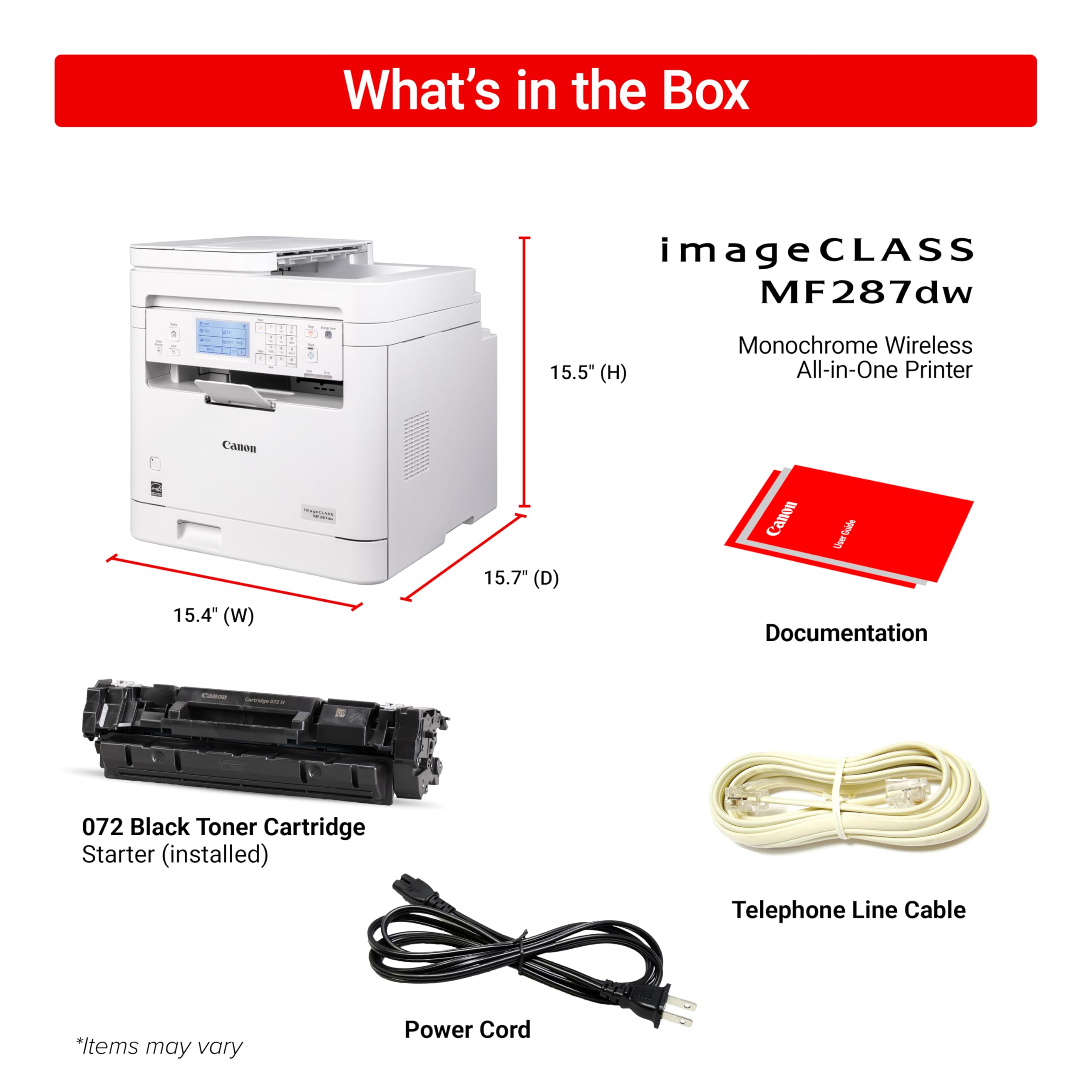 Canon Imageclass Mf287Dw - Monochrome, Duplex, Wireless Laser Printer, All-In-One Print, Copy, Scan, Fax, Auto Document Feeder,
