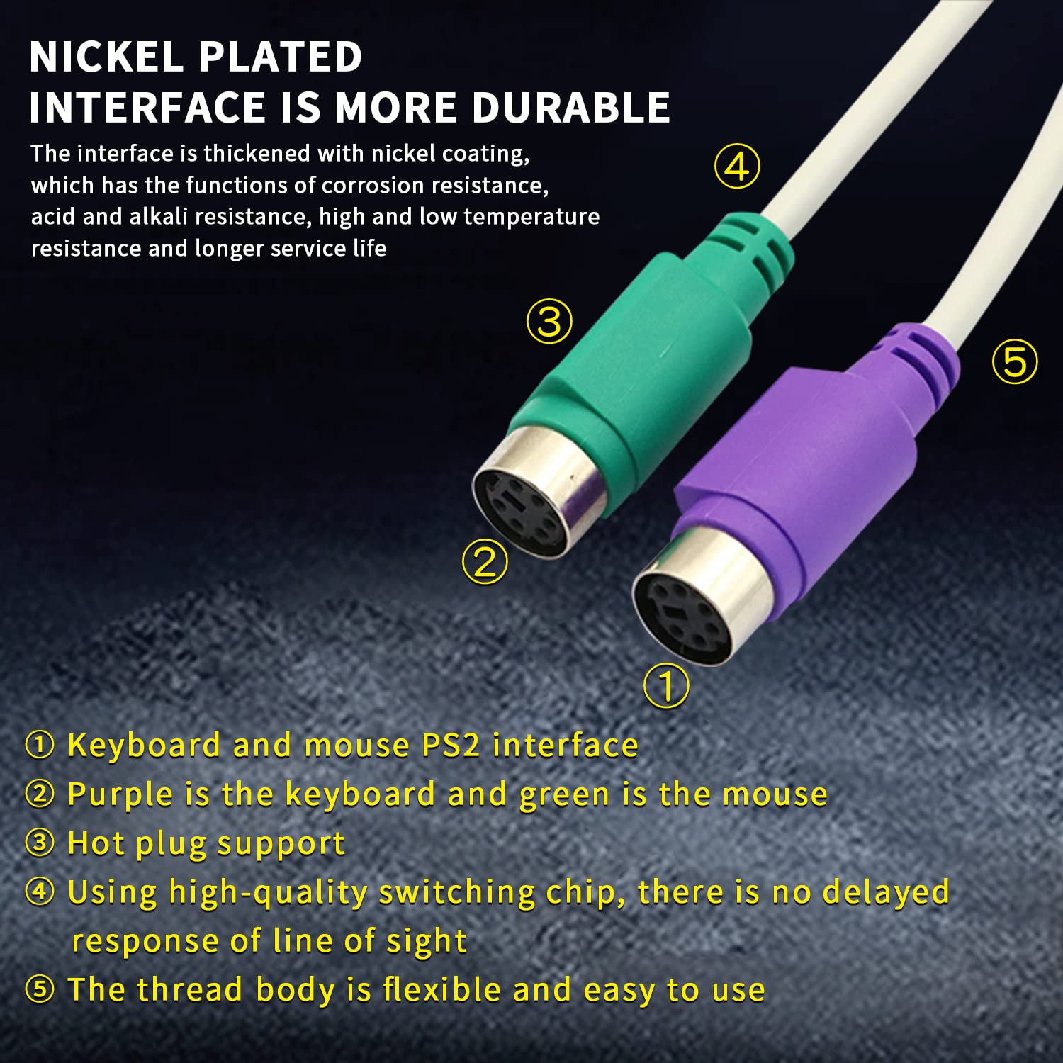 Dafurui Ps/2 To Usb Adapter Cable, 4Pack Ps2 Female To Usb Male Converter Connector Adapter For Pc Keyboard