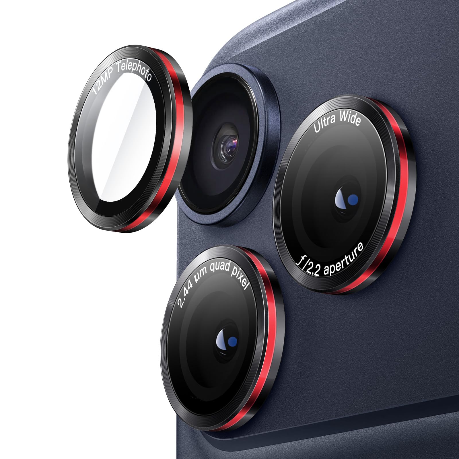 JETech Camera Lens Protector for iPhone 17 Pro 6.3-Inch and iPhone 17 Pro Max 6.9-Inch, 9H Tempered Glass Metal Individual Ring 