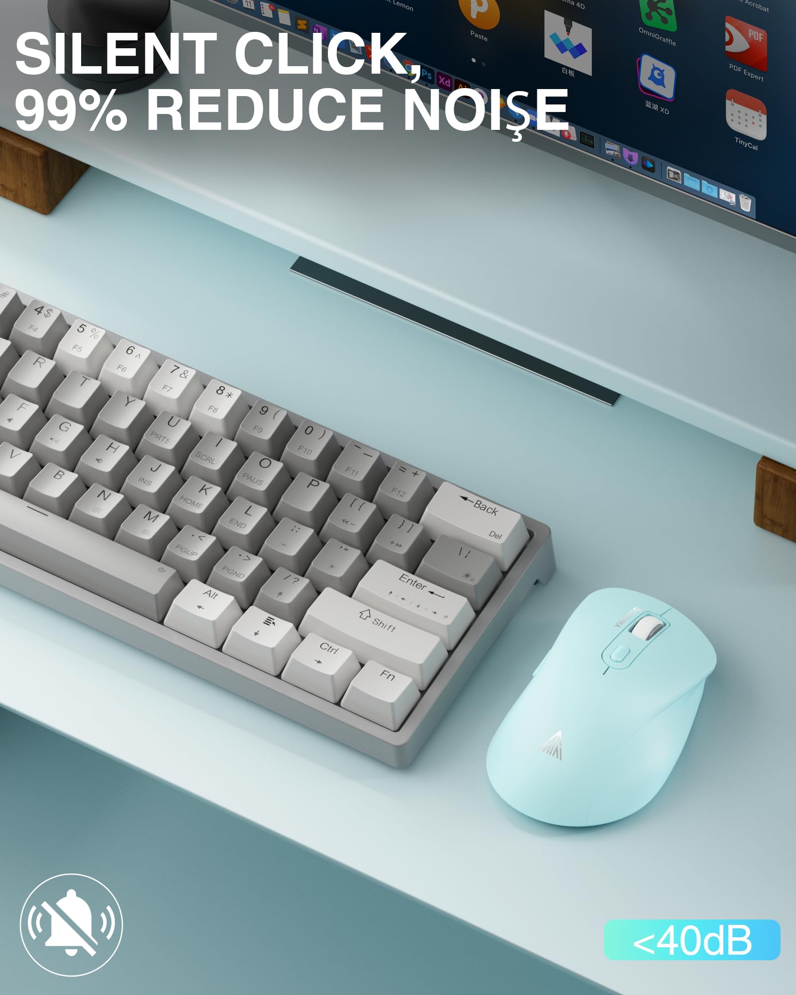 Solakaka Sm66 Green Silent Dual Mode Wireless Mouse For Laptop, Adjustable 4800 Dpi,Rechargeable Computer Mouse For Bluetooth An