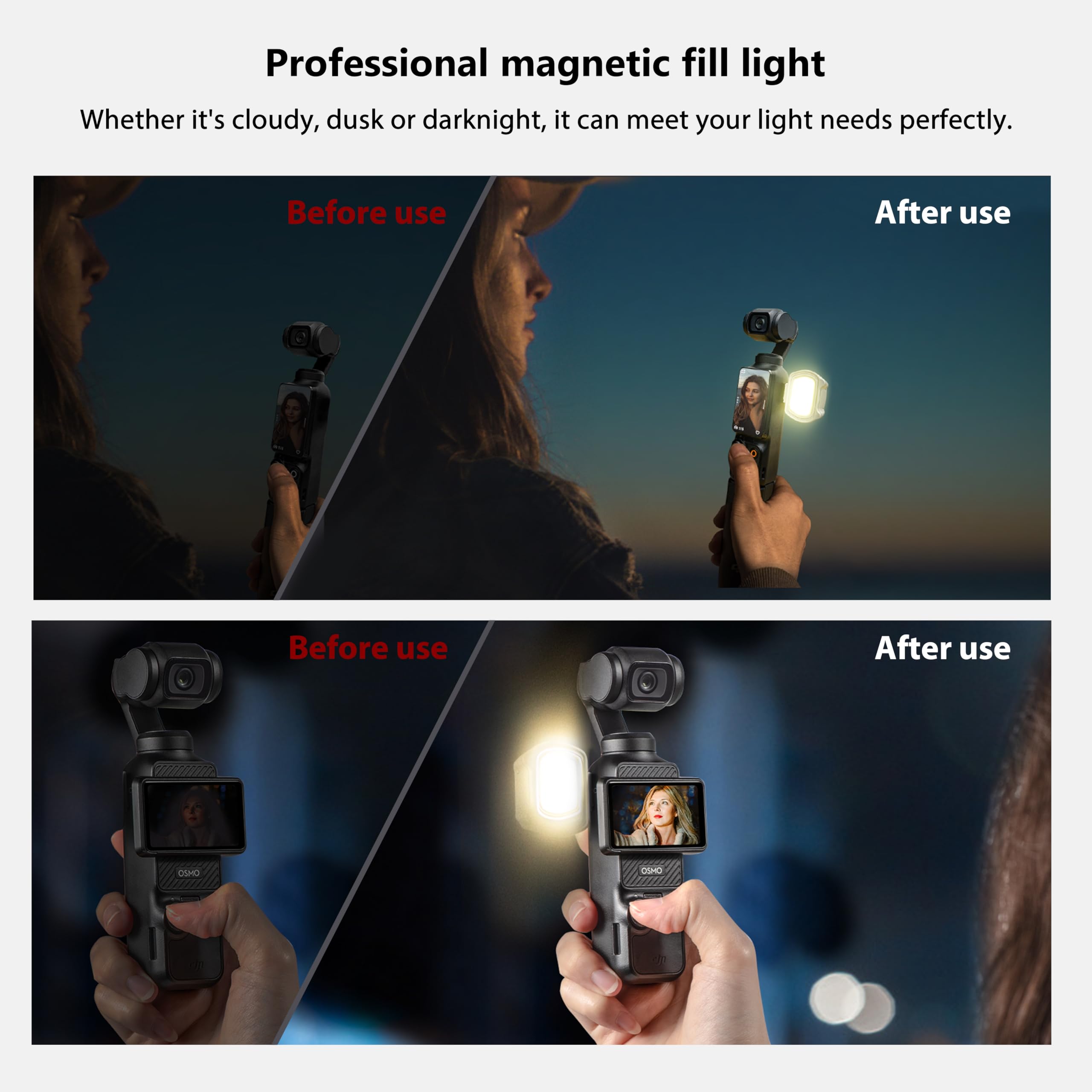 Startrc Magnetic Fill Light For Dji Osmo Pocket 3 Creator Combo, Magnetic Mount Compatible With Dji Pocket 3/Osmo Mobile 7P/7/6 Accessories