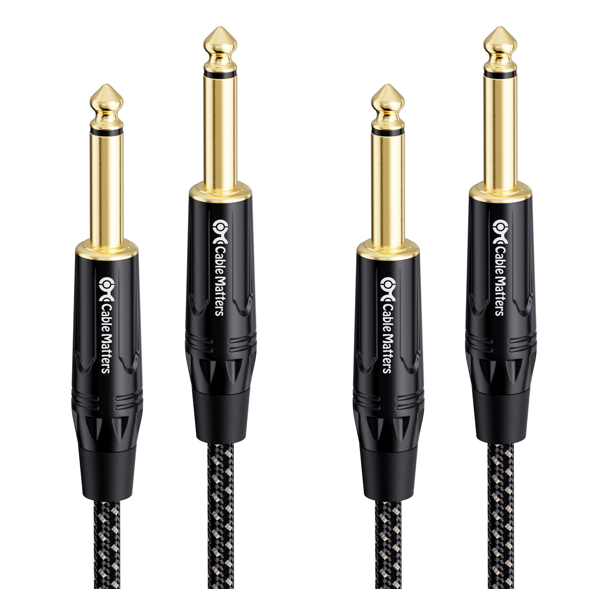 Cable Matters 2-Pack Braided 1/4 Inch TS to TS Electric Guitar Cable - 15ft, Guitar Cord/GuitarAmp Cord/Instrument Cable for Ele