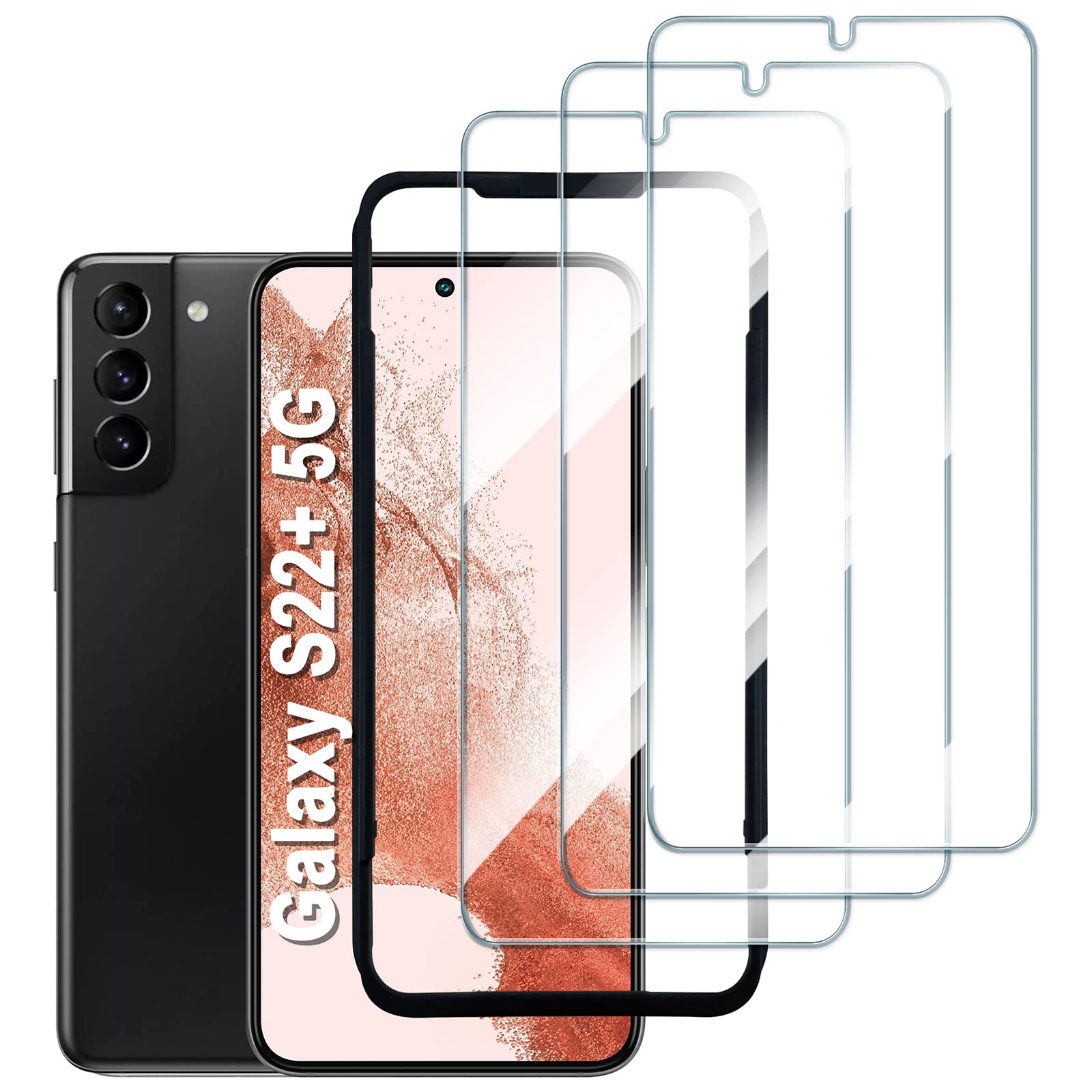 Aacl Galaxy S22 Plus Screen Protector Tempered Glass For Samsung Galaxy S22 Plus 5G,6.5 Inch [Fingerprint Unlock][Anti Scratch][