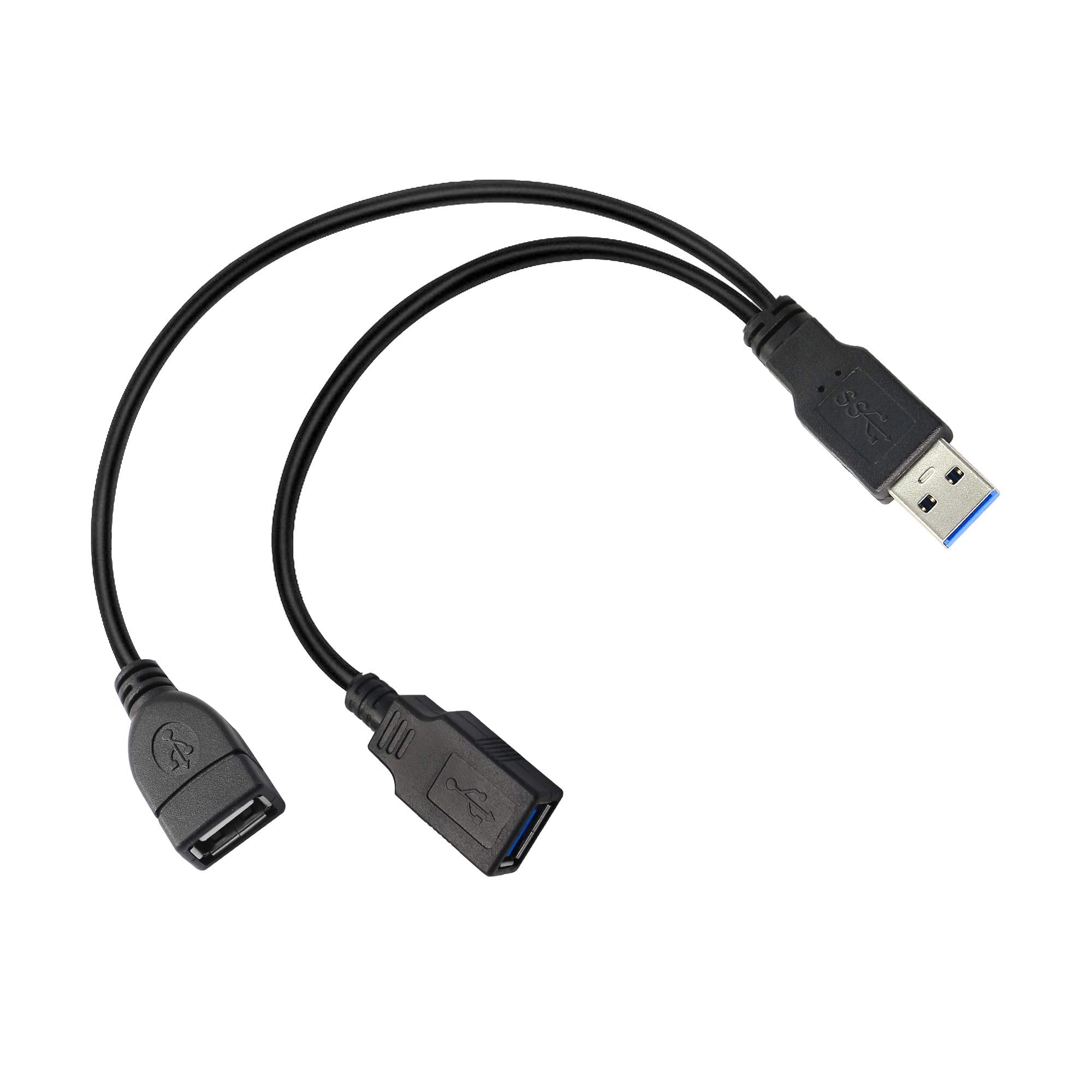 Gintooyun Usb 3.0 Splitter Cable,Usb Type A 3.0 Male To 3.0 Female And 2.0 Female Y Extension Splitter Cable For Pc,Laptop,Lengt