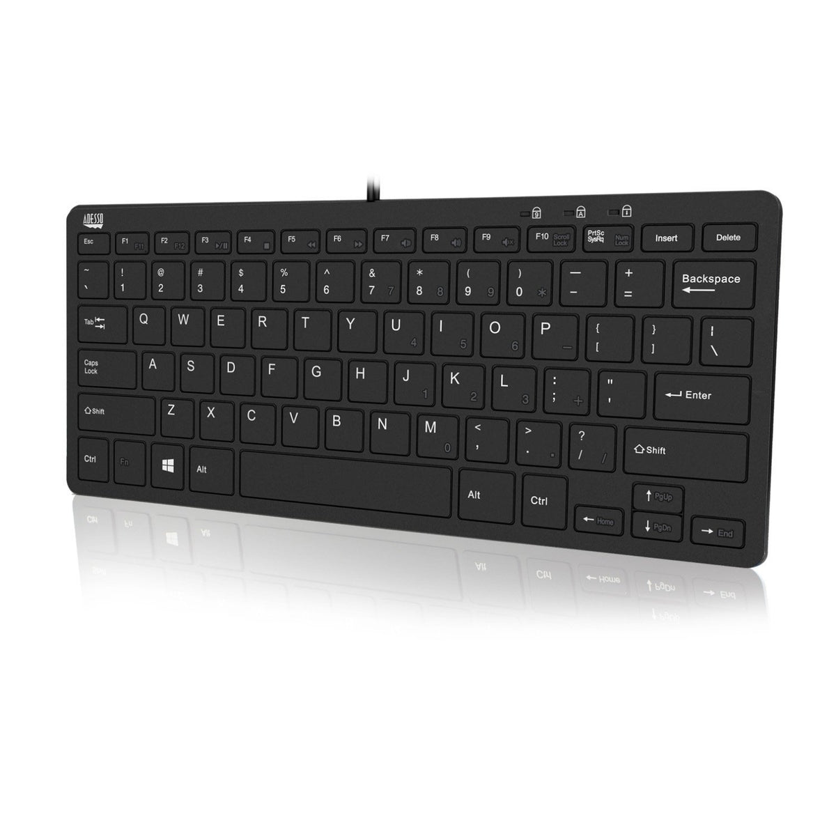 Adesso Adaptec Slimtouch 510 Mini Keyboard With Usb Hubs (Akb 510Hb), Black