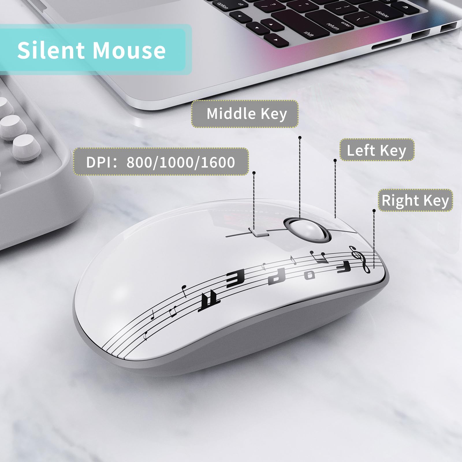 Wireless Keyboard Mouse Combo,Retro Typewriter Keyboard With Round Keycaps,2.4G Wireless Full Size Office Keyboard And Cute Mous