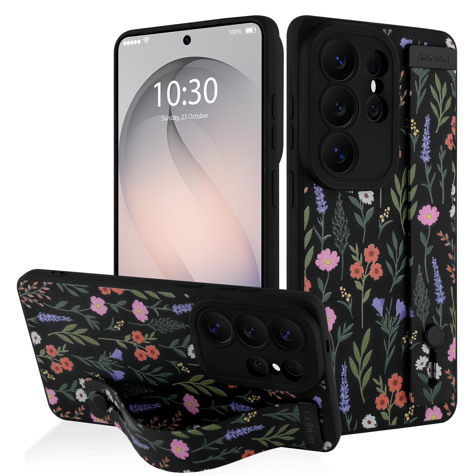 AIGOMARA Case for Samsung Galaxy S26 Ultra, Case with Strap for Women Girls, Cute Colorful Floral Flowers Pattern, Soft Wristban