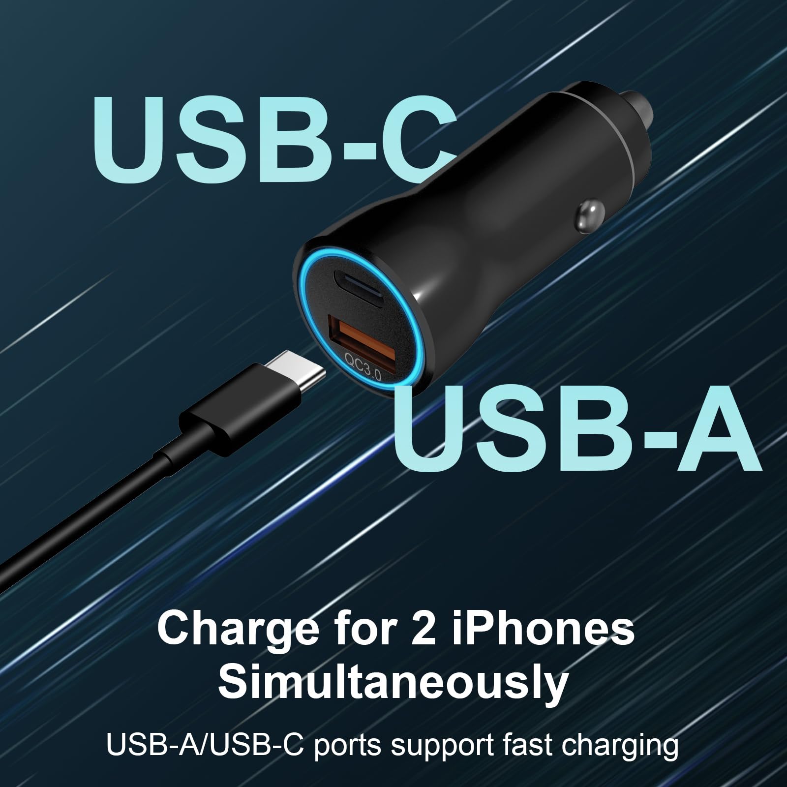 Iphone 16 15 Car Charger, [Apple Mfi Certified] Usb C Car Charger 43W Fast Charging With 3.3 Ft Usb C To Usb C Cable, Pd Usb C &