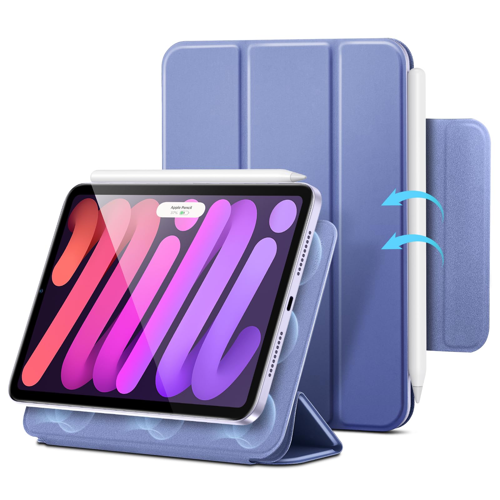 Esr For Ipad Mini 7 A17 Pro Case, Ipad Mini 7Th/6Th Generation Case (2024/2021), Slim Trifold Two Way Stand, Powerful Magnetic Attachment, Durable Protection, Supports Pencil Pro&Pencil(Usb C), Purple
