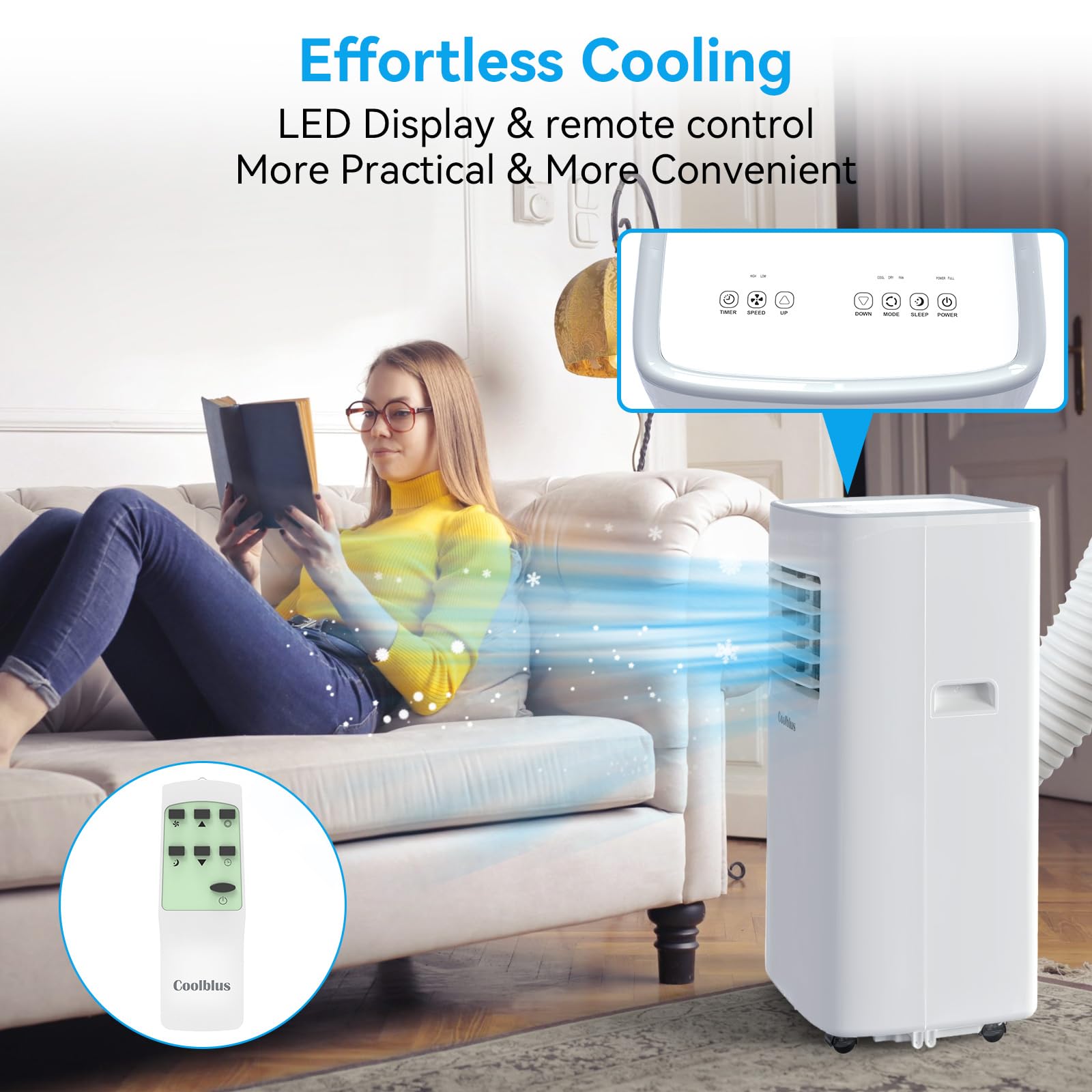 Coolblus 8500 Btu Portable Air Conditioners Cool Up To 360 Sq.Ft,3 In 1 Portable Ac Unit With Remote Control/Led Display/24Hrs T