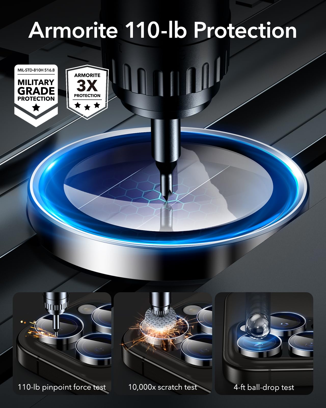 Esr 2 Pack For Iphone 16 Pro Max/16 Pro/15 Pro Max/15 Pro/14 Pro Max/14 Pro Camera Lens Protector, Ultra-Tough Hd Individual Len