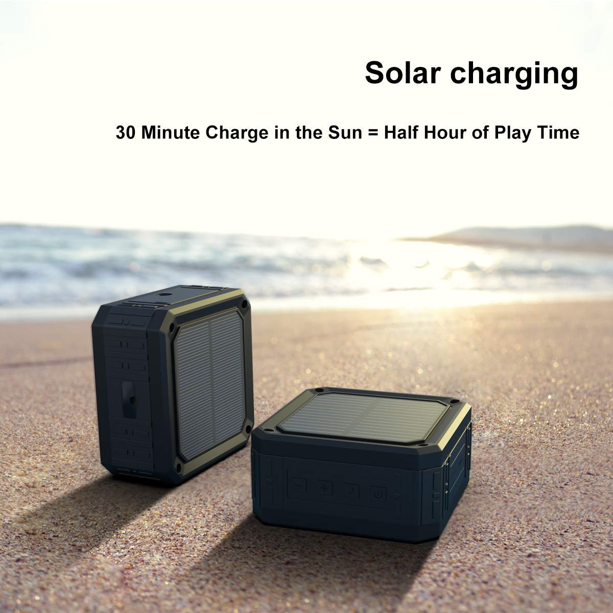 Abfoce Solar Speaker Portable Ipx6 Waterproof Bluetooth Speaker 15 Hours Of Playtime Rich Stereo Bass Shockproof Dustproof For H