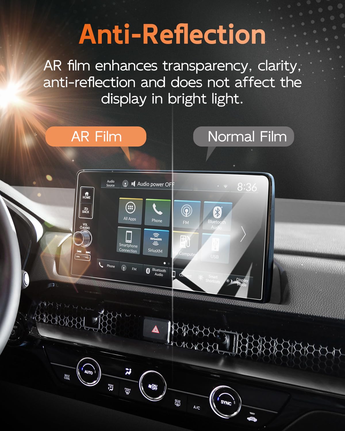 Cdefg Pilot 2 Pack Anti Reflection Screen Protector For Honda Pilot 2023 2024 2025 Accessories, 9 Inch, Ultra Transparent, Low Reflective, Pilot Ex L/Trailsport/Touring/Elite Touchscreen 2Pcs