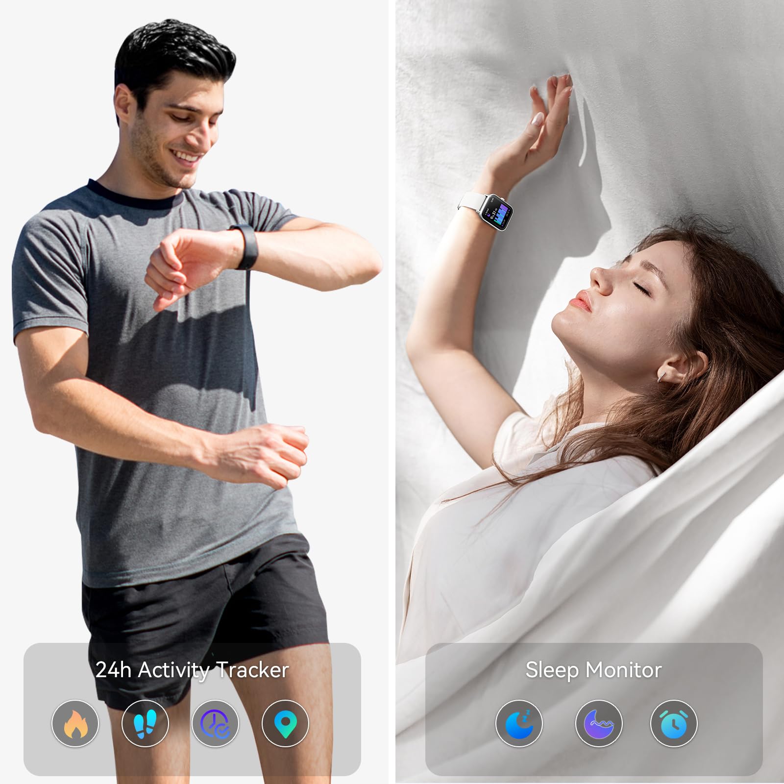 Aeac Smart Watch For Android & Ios, 1.8'' Hd Fitness Watch With Alexa, Bluetooth Calling, Smartwatch With Heart Rate/Sleep Monit