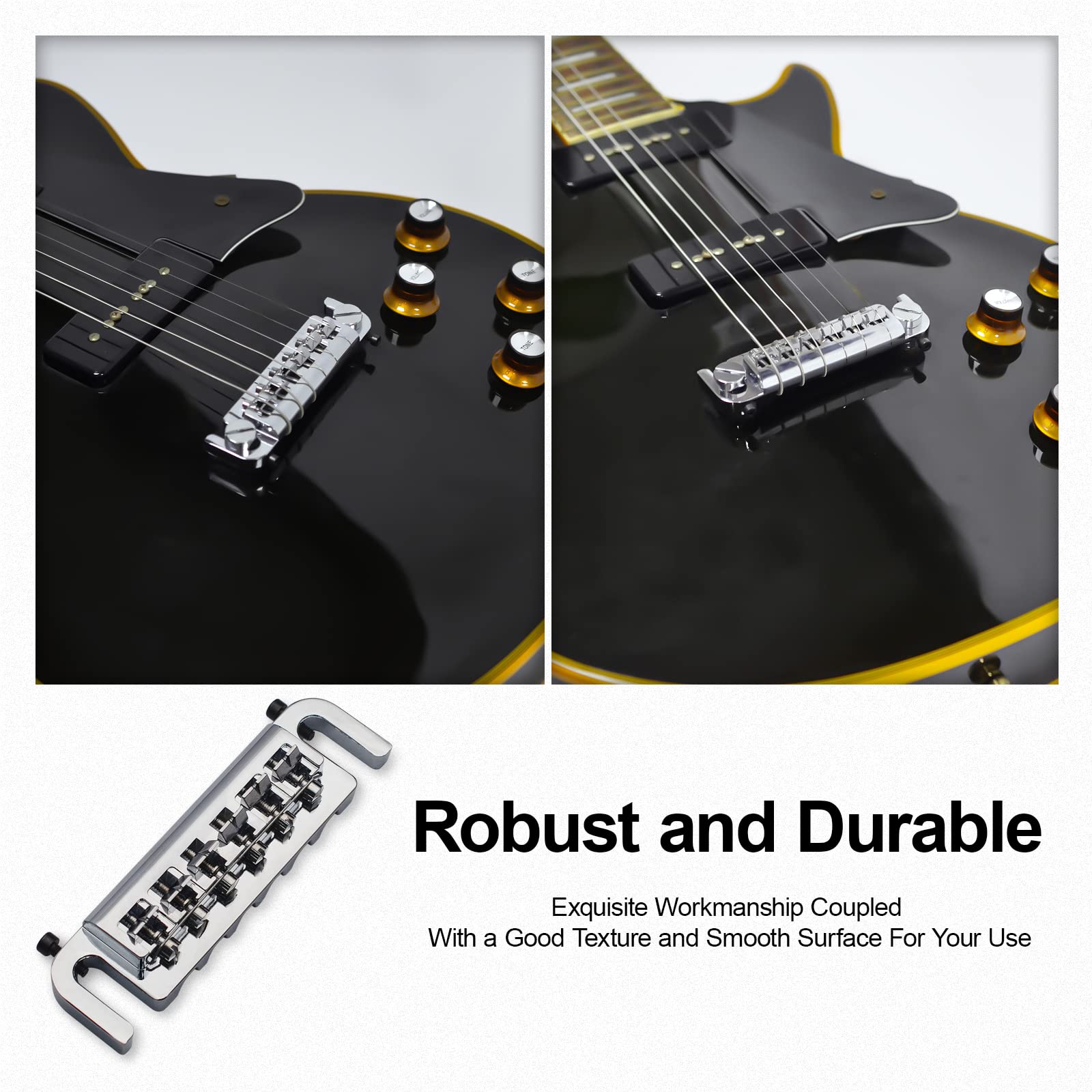 Saphue Wraparound Bridge Tailpiece Intonatable Combo Bridge Tailpiece For Solid Body Electric Guitar (Chrome)