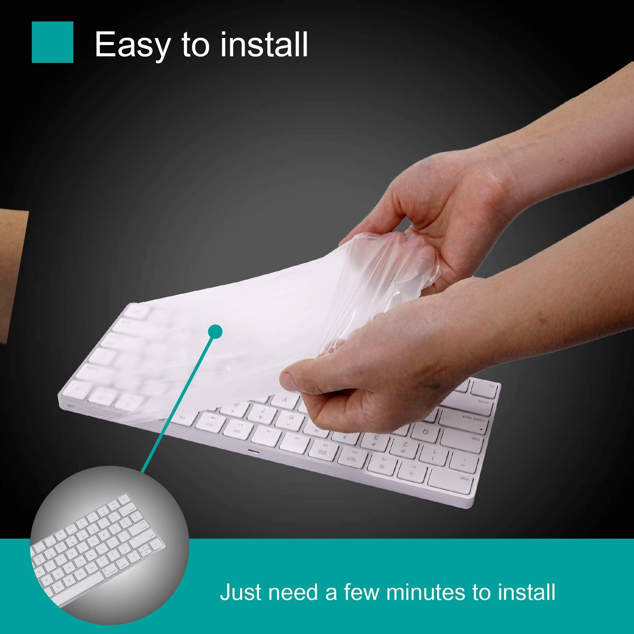 Green Onions Supply Fully Covered Flat Style 0.025Mm Wipeable Superb Tactile Feeling Waterproof Anti Dust Keyboard Cap Cover For