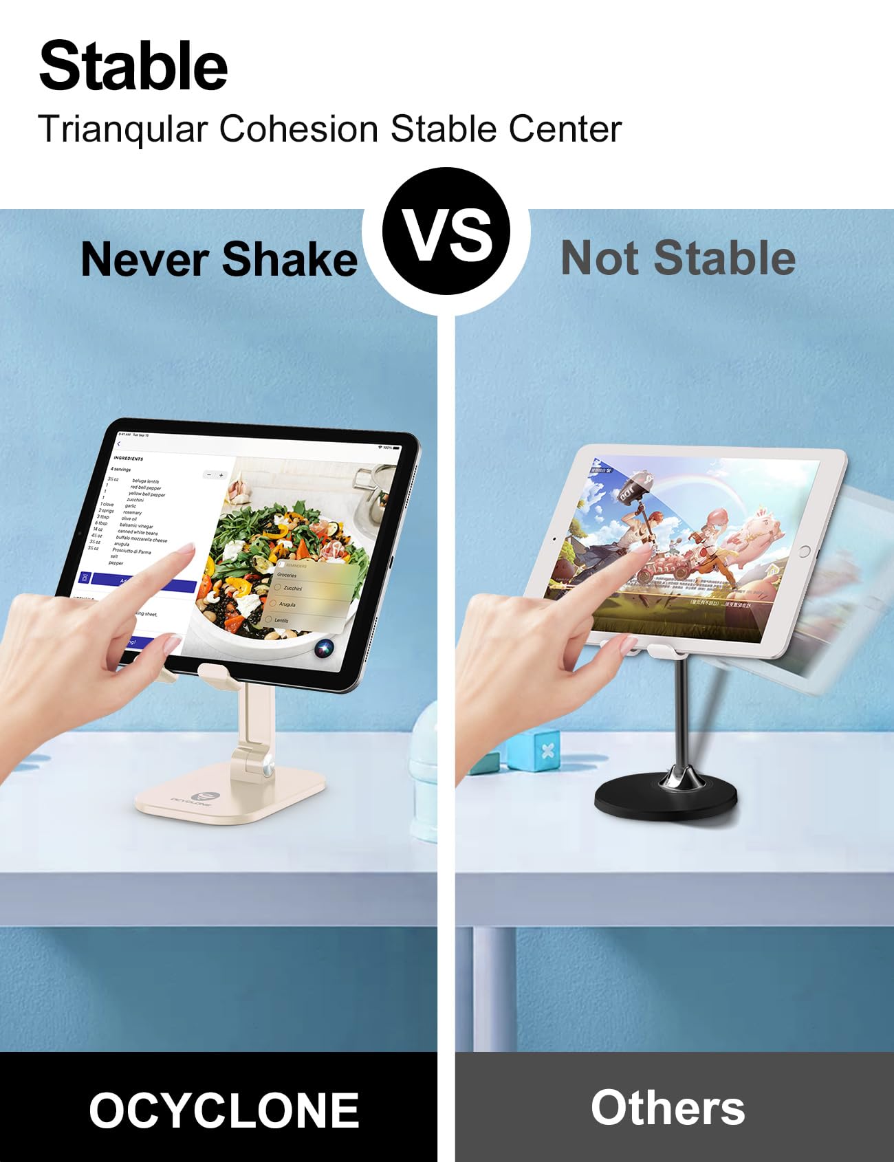 Ocyclone Cell Phone Stand, Angle Height Adjustable Iphone Stand For Desk, Cell Phone Holder Ipad Tablet Stand Compatible With Ip