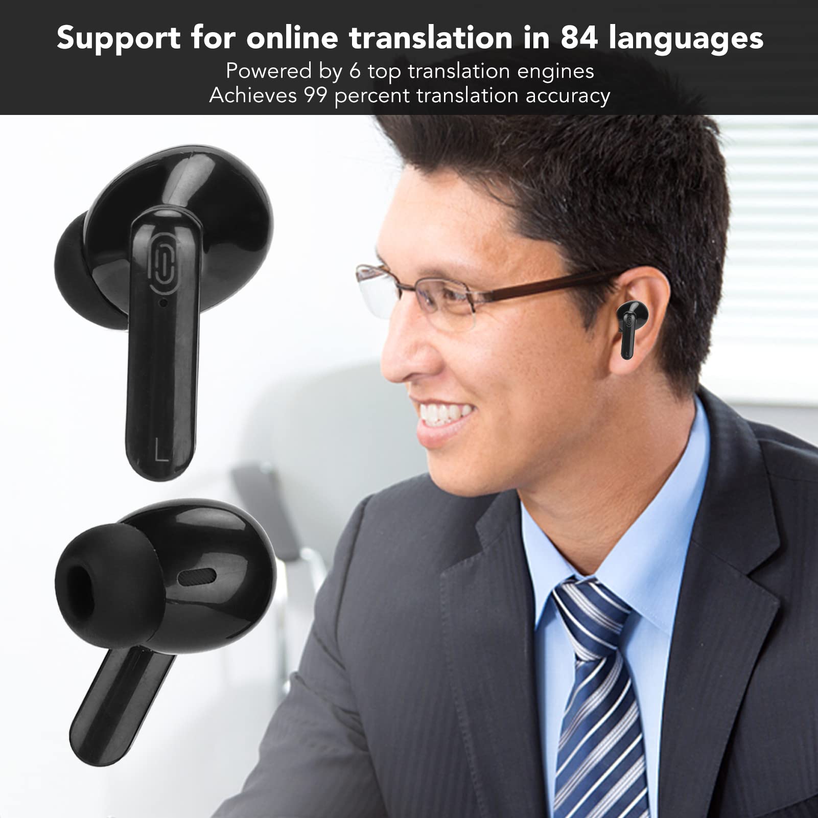 Language Translator Earbuds, 84 Languages Online, Two Way Real Time Voice Language Translator Device, Translator Earphone For Tr