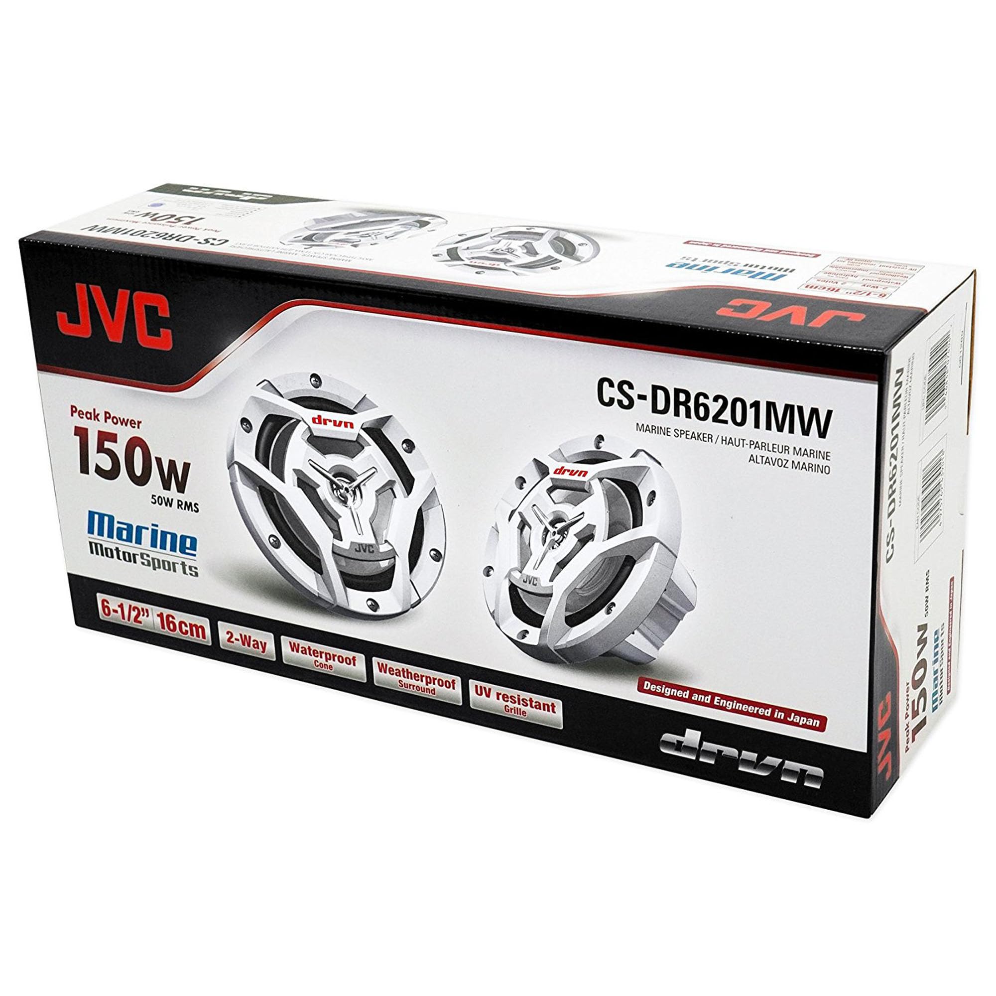 Jvc 2 Pairs Cs-Dr6201Mw Marine Speaker 6.5'' 2-Way White