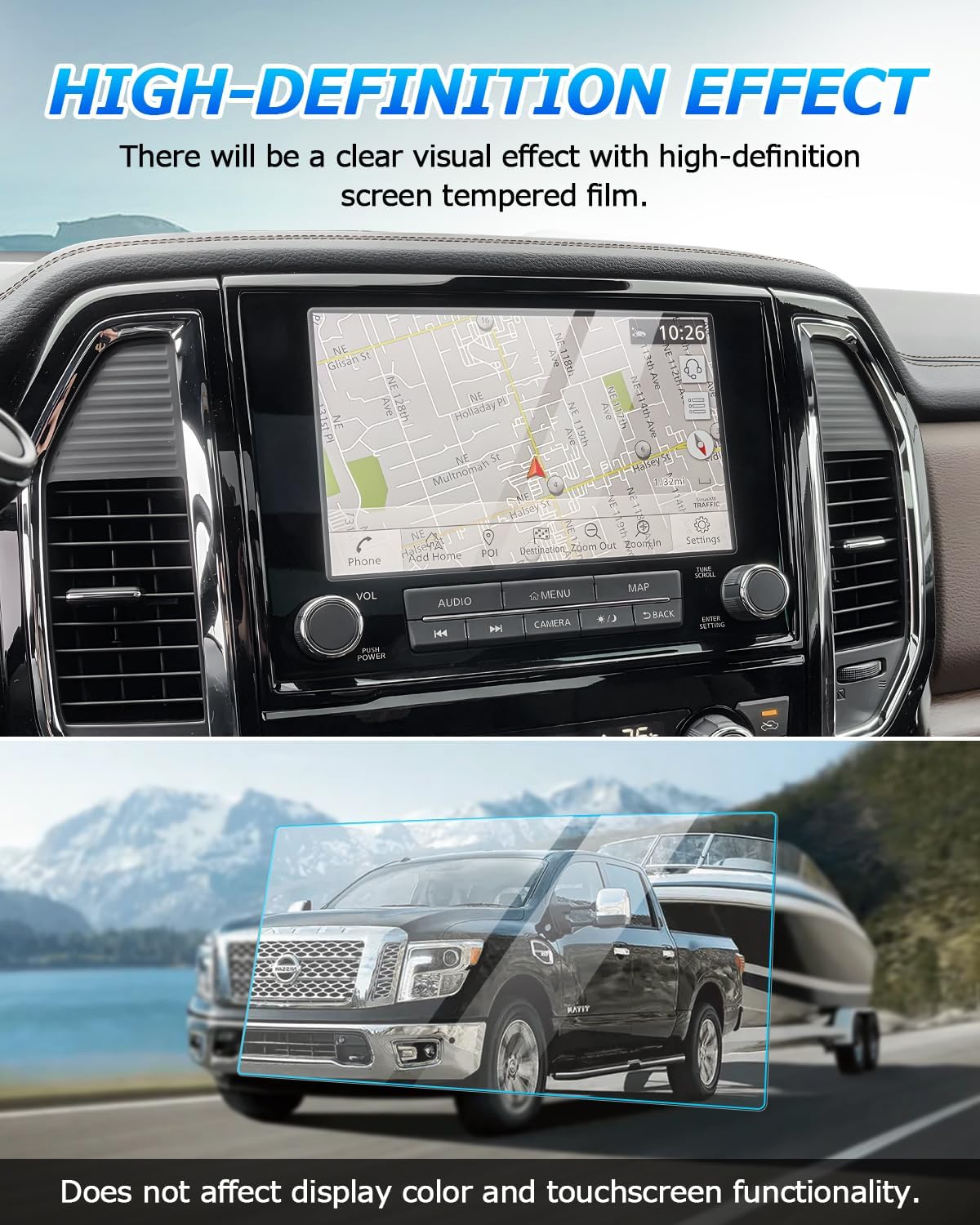 Autorder 2Pcs Screen Protector For 2021 2022 2023 2024 Nissan Titan Accessories 9 Inch Tempered Glass 9H Navigation Touchscreen