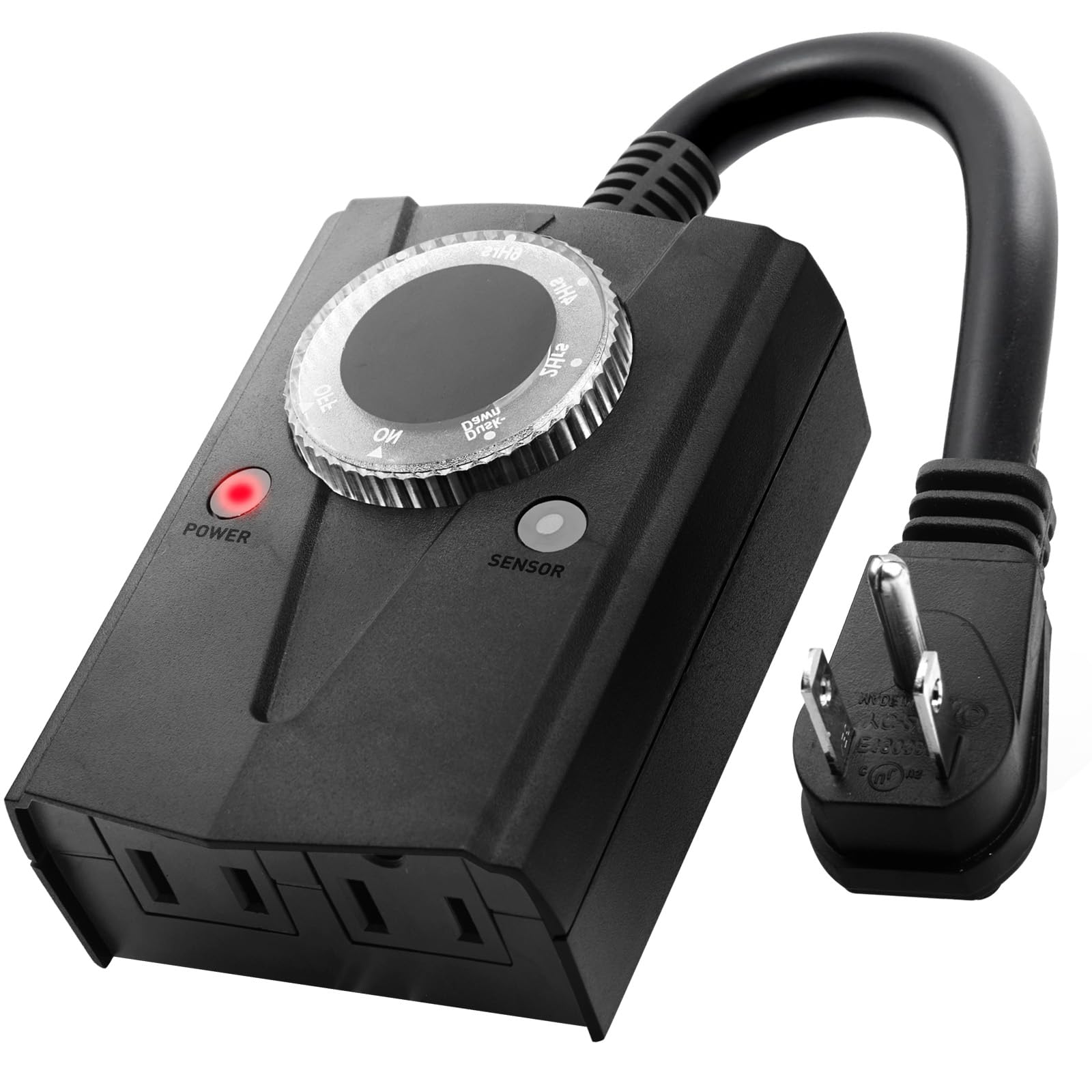 Brightown Outdoor Light Sensor Timer Waterproof, Mechanical Plug In Timer Switch, Outdoor Light Timer For Electrical Outlets, 2