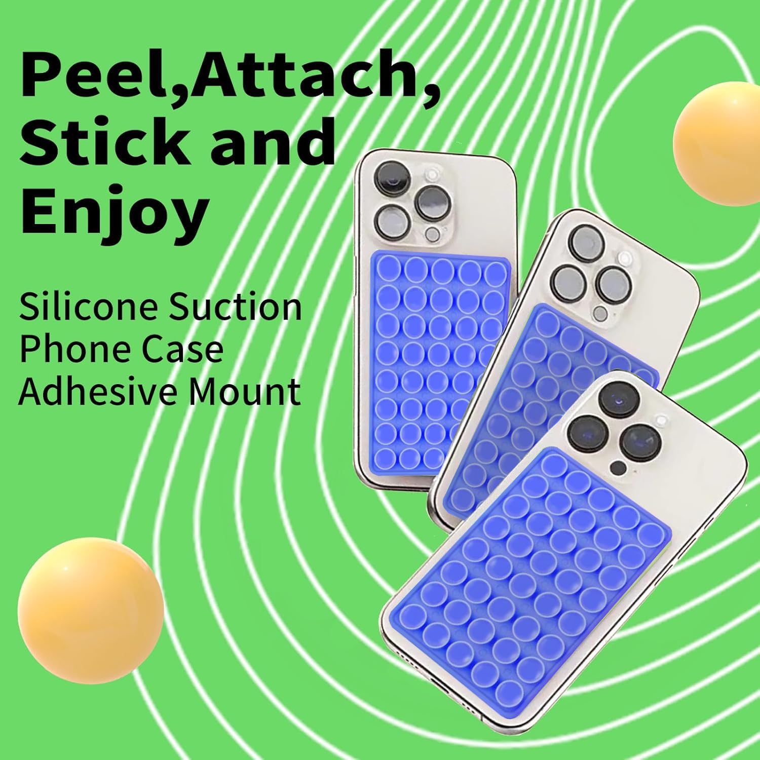 Silicone Double Octo Buddy-Sided Suction Phone Grip Detachable Mount - Car Dashboard/Shower Phone Holder, Hands-Free For Selfies