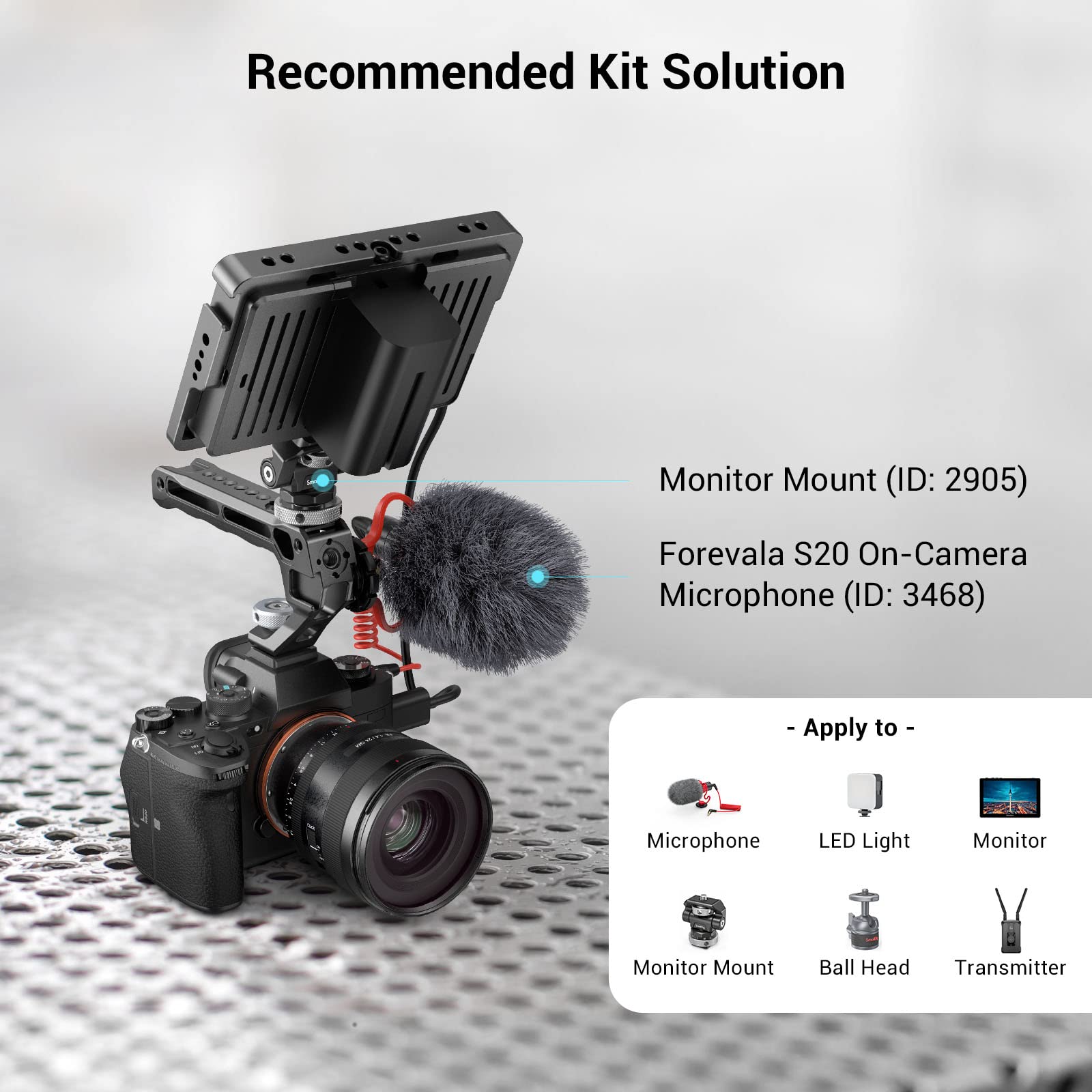 Smallrig Lightweight Cold Shoe Top Handle, Grip For Dslr Camera Cage, Universal Top Handle With 5 Cold Shoe Adapters And Cold Sh