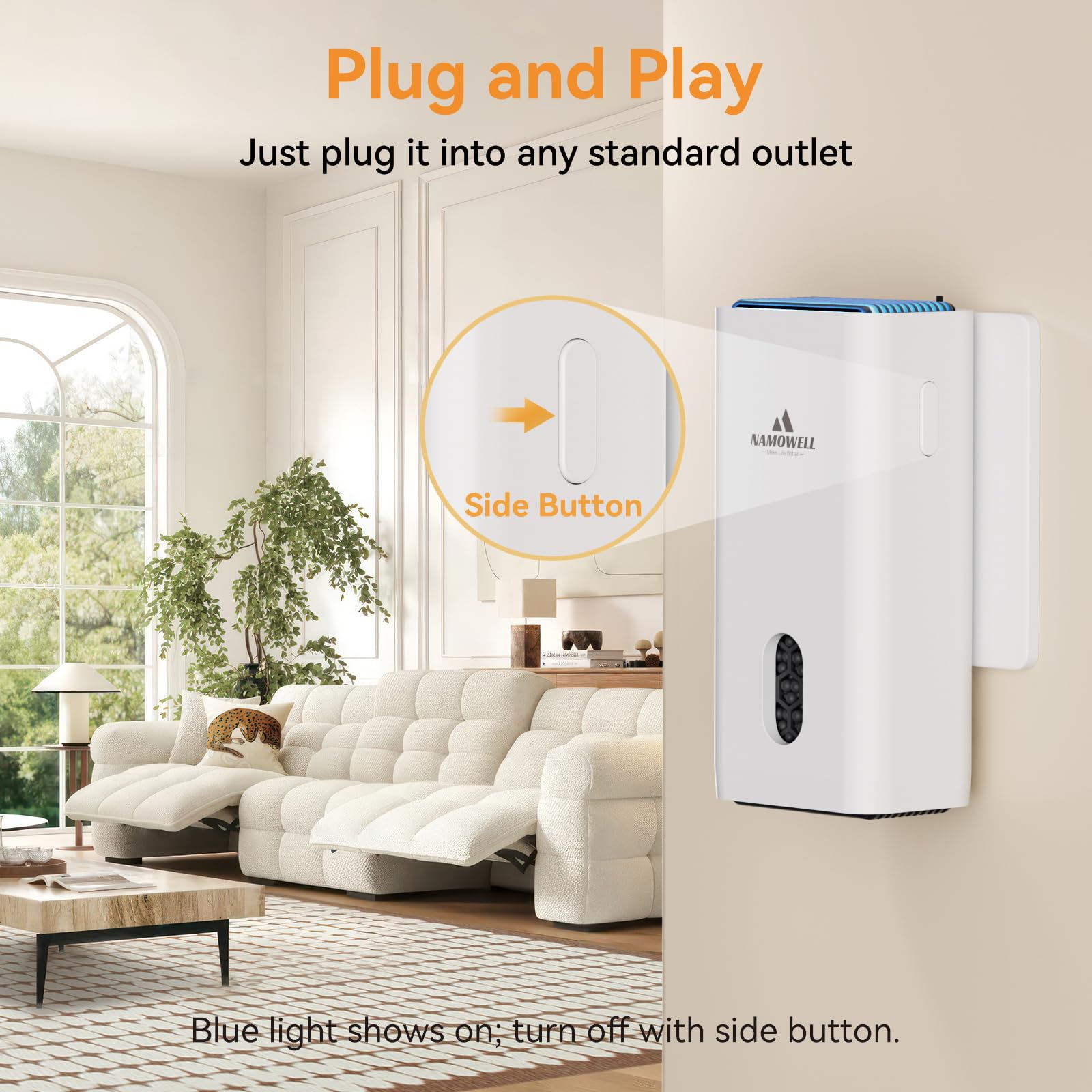 Namowell Air Purifier Plug In 1 Pack, Air Ionizers For Home, Negative Ion Generator For Rooms With Odor And Smoke, Usually Used