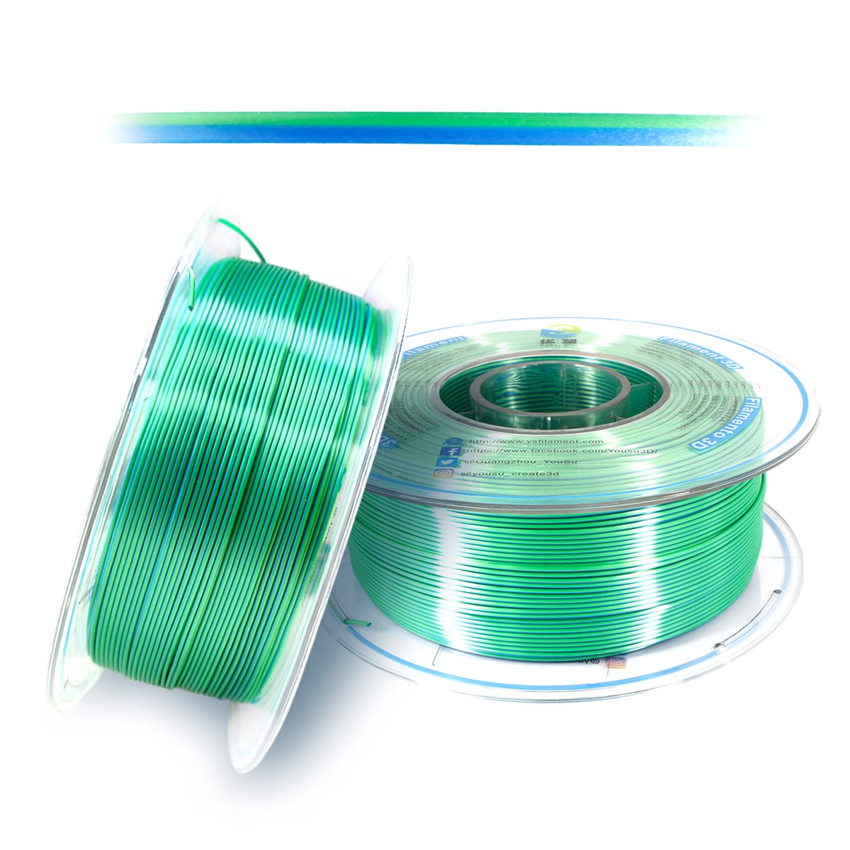 Yousu Silk Pla Filament 1.75Mm, 3D Printer Filament Coextrusion Filament Dual Color, Compatible With Most Of 3D Printer, Silk Bl
