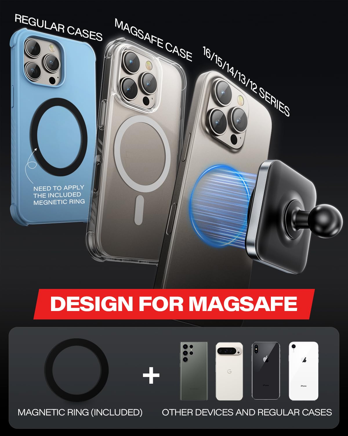 1Zero 20Mm Ball Magnetic Phone Holder For Dash Mount Compatible With Magsafe Iphone 16 Pro Max 15 14 13 12, 0.787-Inch Attachmen