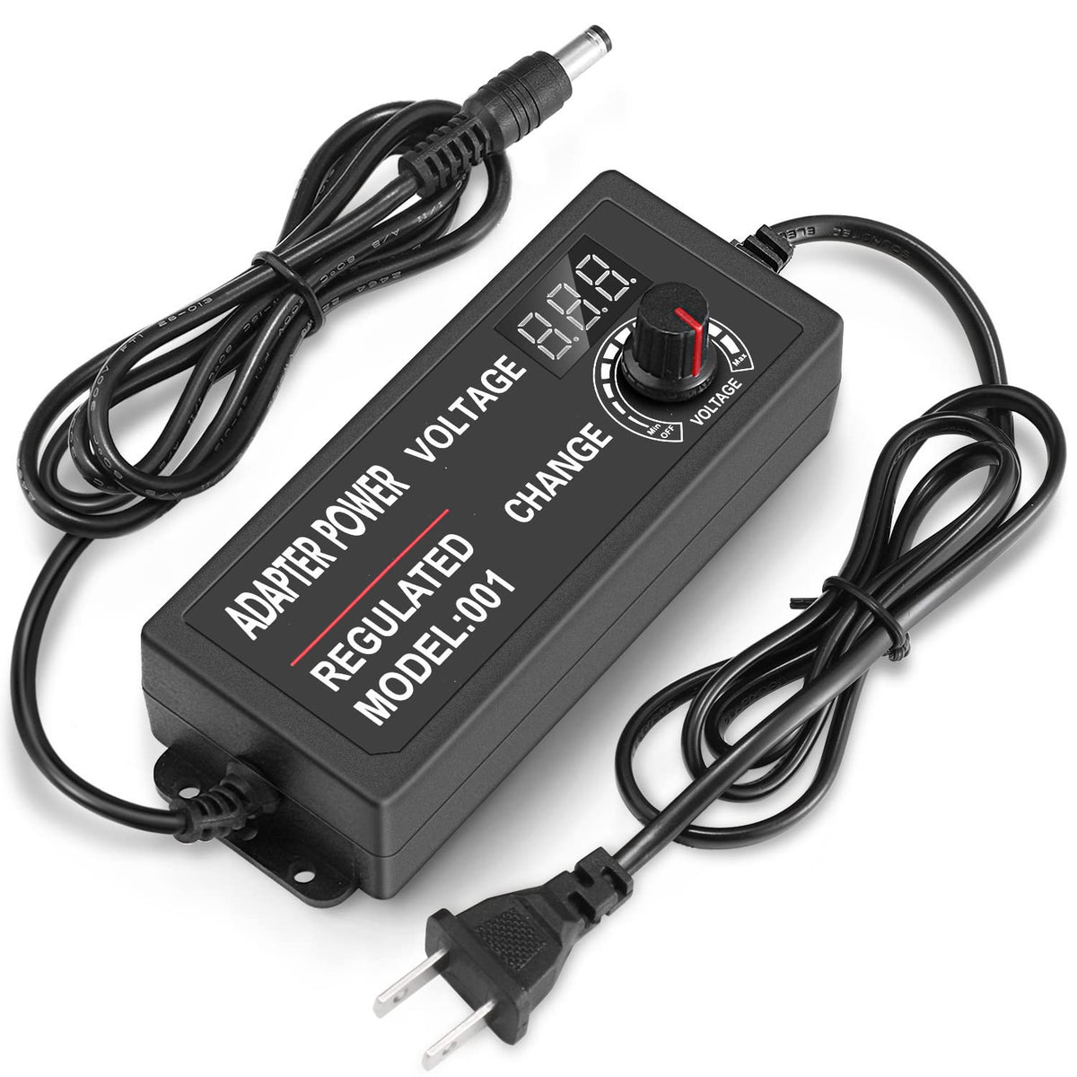 Facmogu 3V 12V 5A 60W Adjustable Power Supply With Led Display, Variable Dc 3V 5V 6V 9V 12V Universal Ac/Dc Adapter, 100V 240V A