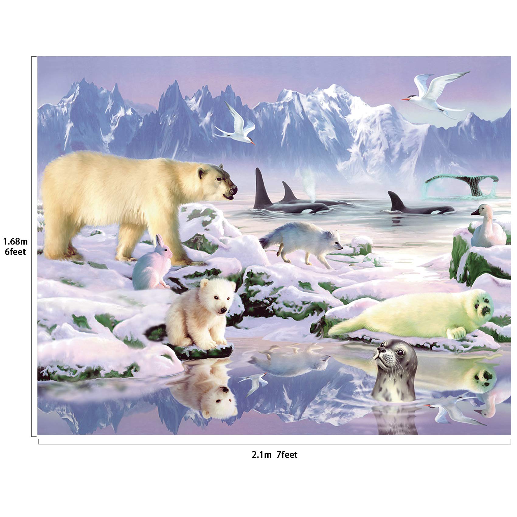 Polar Animals Scenic Backdrop Large Banner Photography Studio Fabric Background Photobooth Prop 7X6Feet #2190