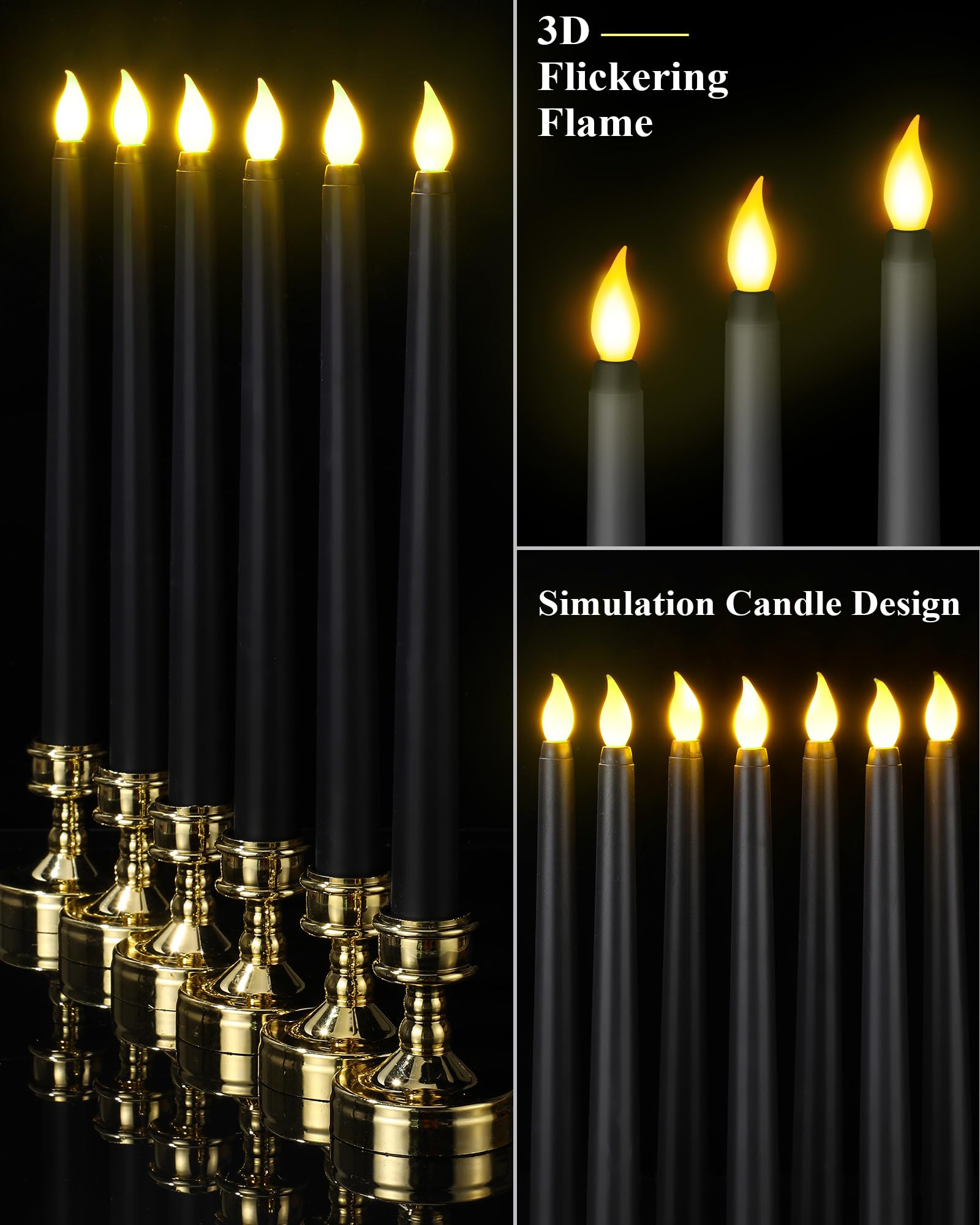 Funtery 48 Pcs Flameless Led Taper Candles 11 Inch Battery Operated Flickering Candles Bulk For Christmas Church Wedding Party(B