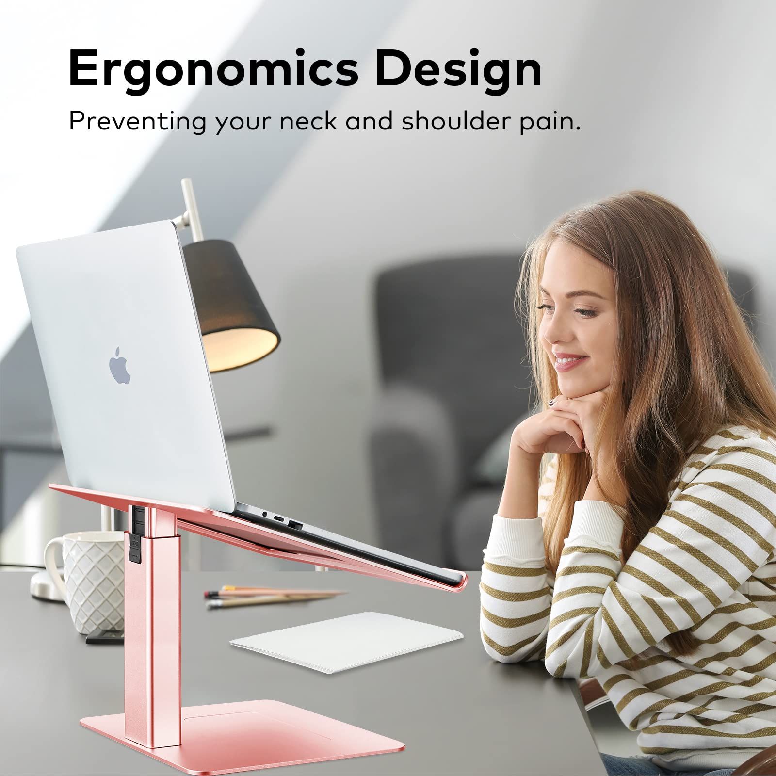 Vecofo Laptop Stand For Desk, Ergonomic Aluminum Laptop Stand Adjustable Height From 7 15'', Sitting And Standing Laptop Riser F