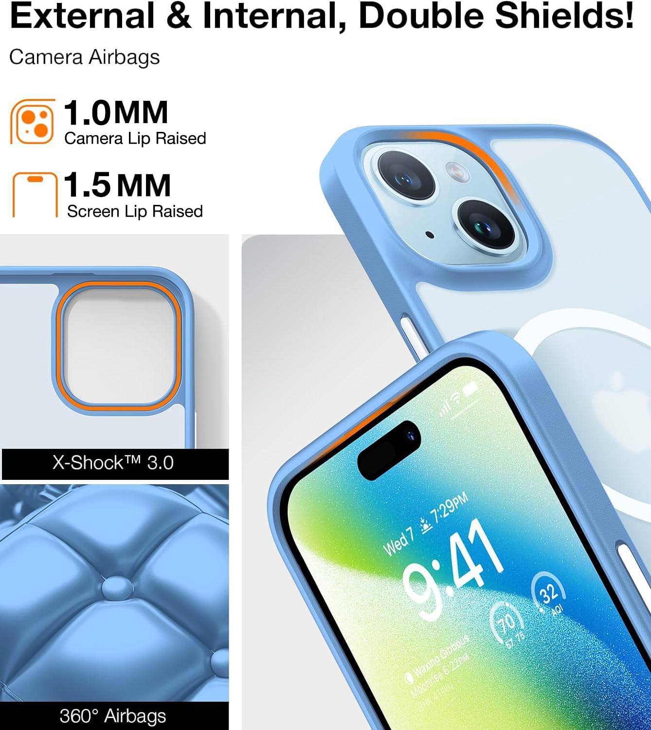 Torras Magnetic Designed For Iphone 15 Case Iphone 14 Case, Compatible With Magsafe, Military Grade Drop Tested, Shockproof Hard