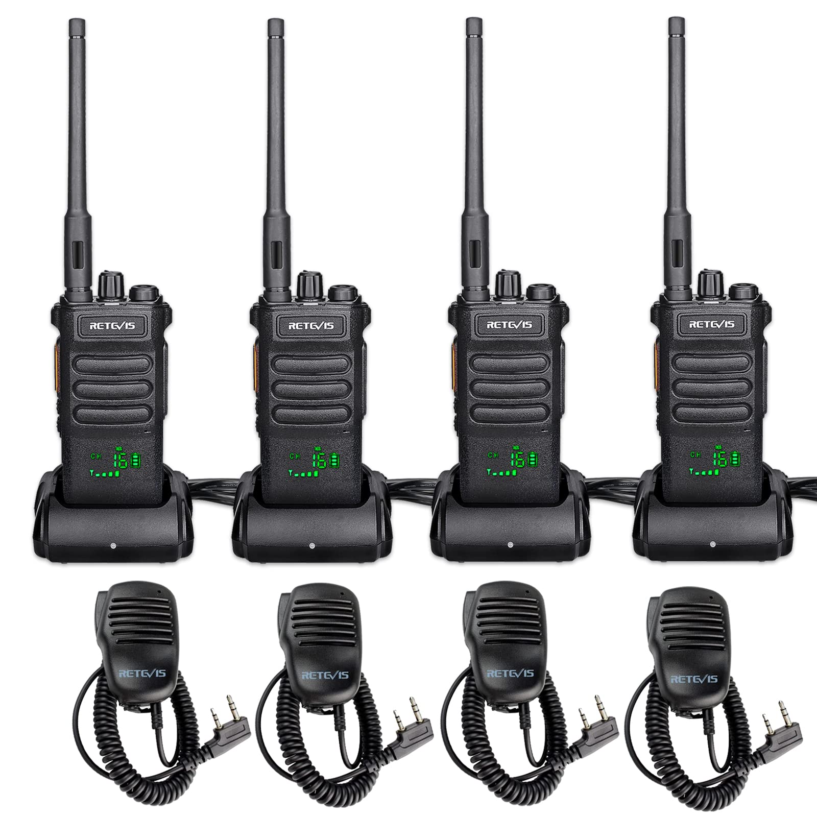 Retevis Rt86 Walkie Talkies Long Range, Heavy Duty 2 Way Radio, High Power Two Way Radio, 2600Mah, Flashlight, Anti Drop Screen, For Factory School(4 Pack)