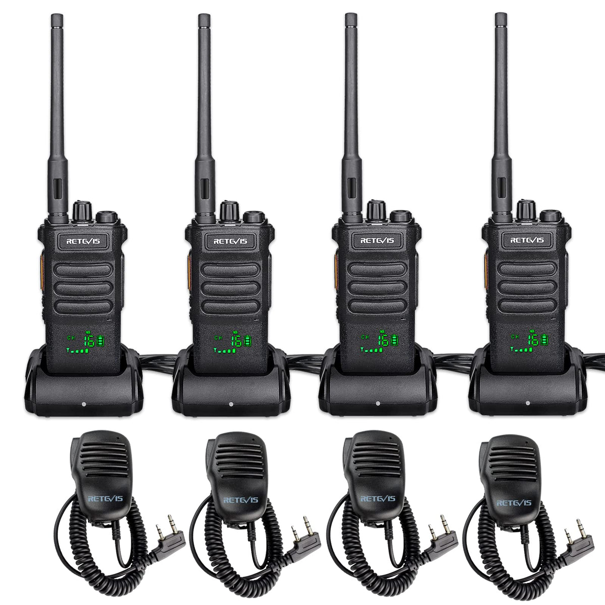Retevis Rt86 Walkie Talkies Adults With Shoulder Mic, Heavy Duty 2 Way Radio Handheld, Two Way Radios Long Range Rechargeable, H