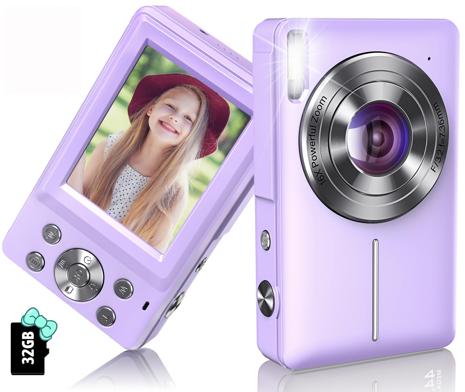Digital Camera, 1080P 44MP Digital Cameras for Photography, Digital Point and Shoot Camera for Kids with 16X Zoom, Anti-Shake, C