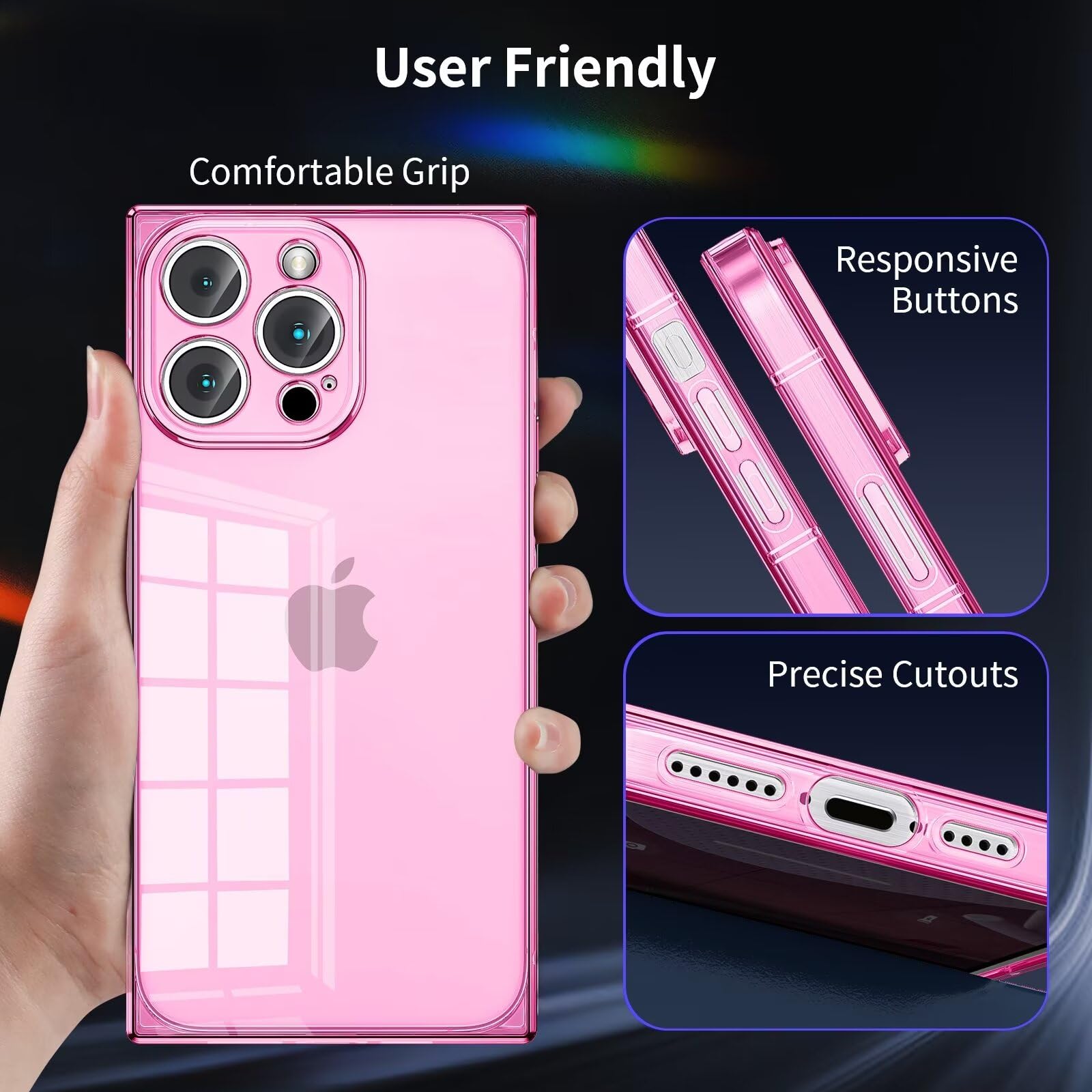 Tzomsze Case For Iphone 15 Pro Case Clear,Camera Protection & Reinforced Corners Tpu Cushion,Slim Silicone Shockproof Case Cover